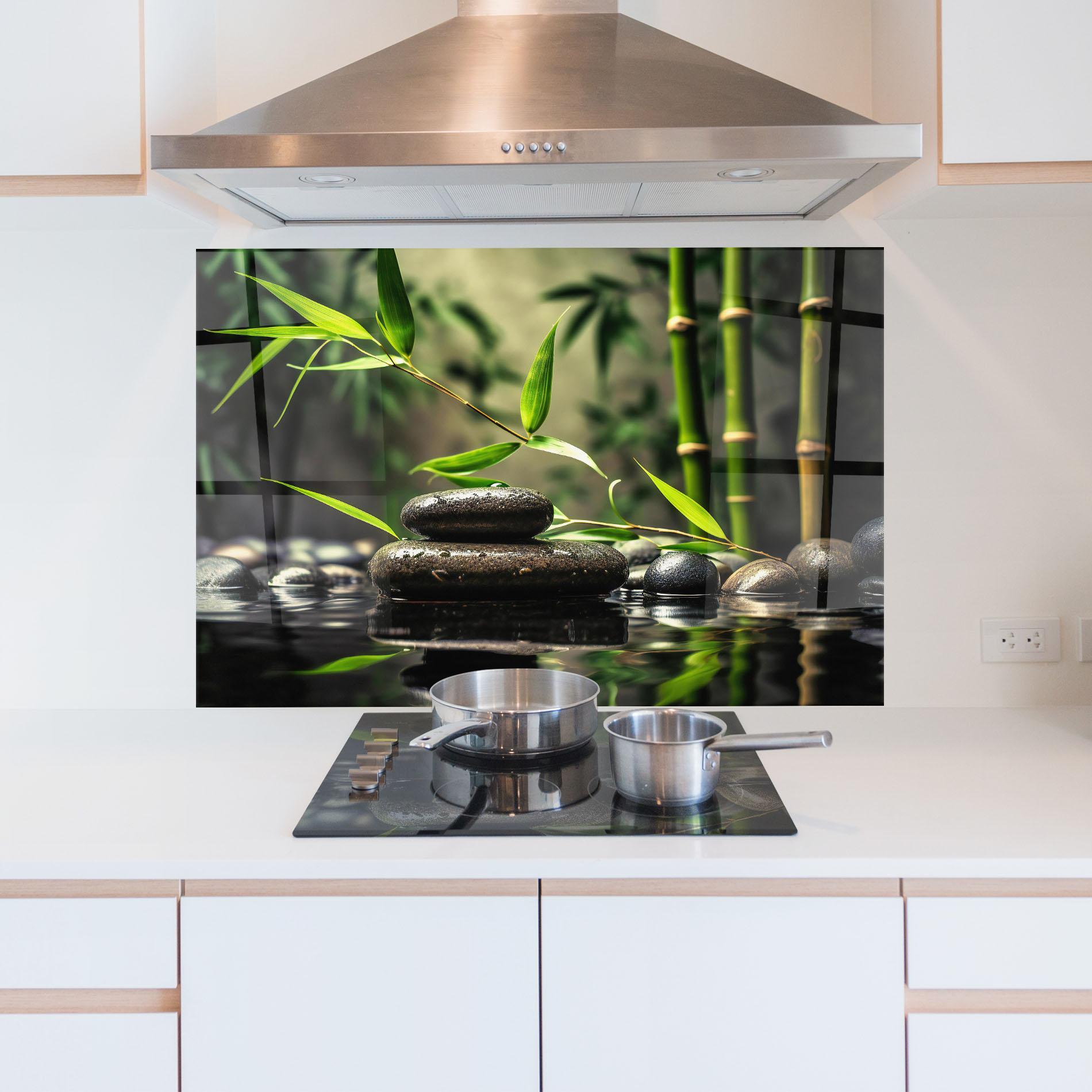 Konyhai üveg hátfal Bamboo Plant Water mockup 5