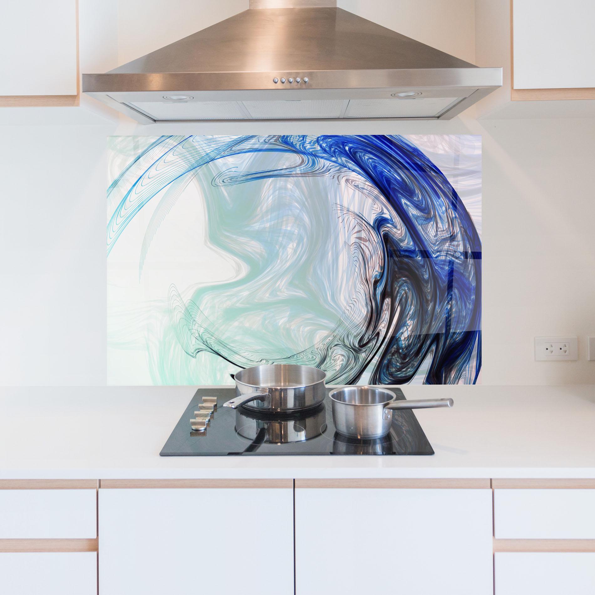 Konyhai üveg hátfal Blue Black Art mockup 5