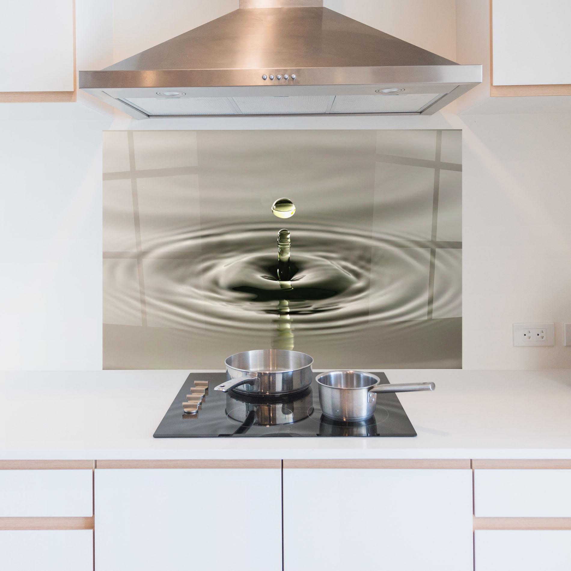 Konyhai üveg hátfal Green Water Drop mockup 5