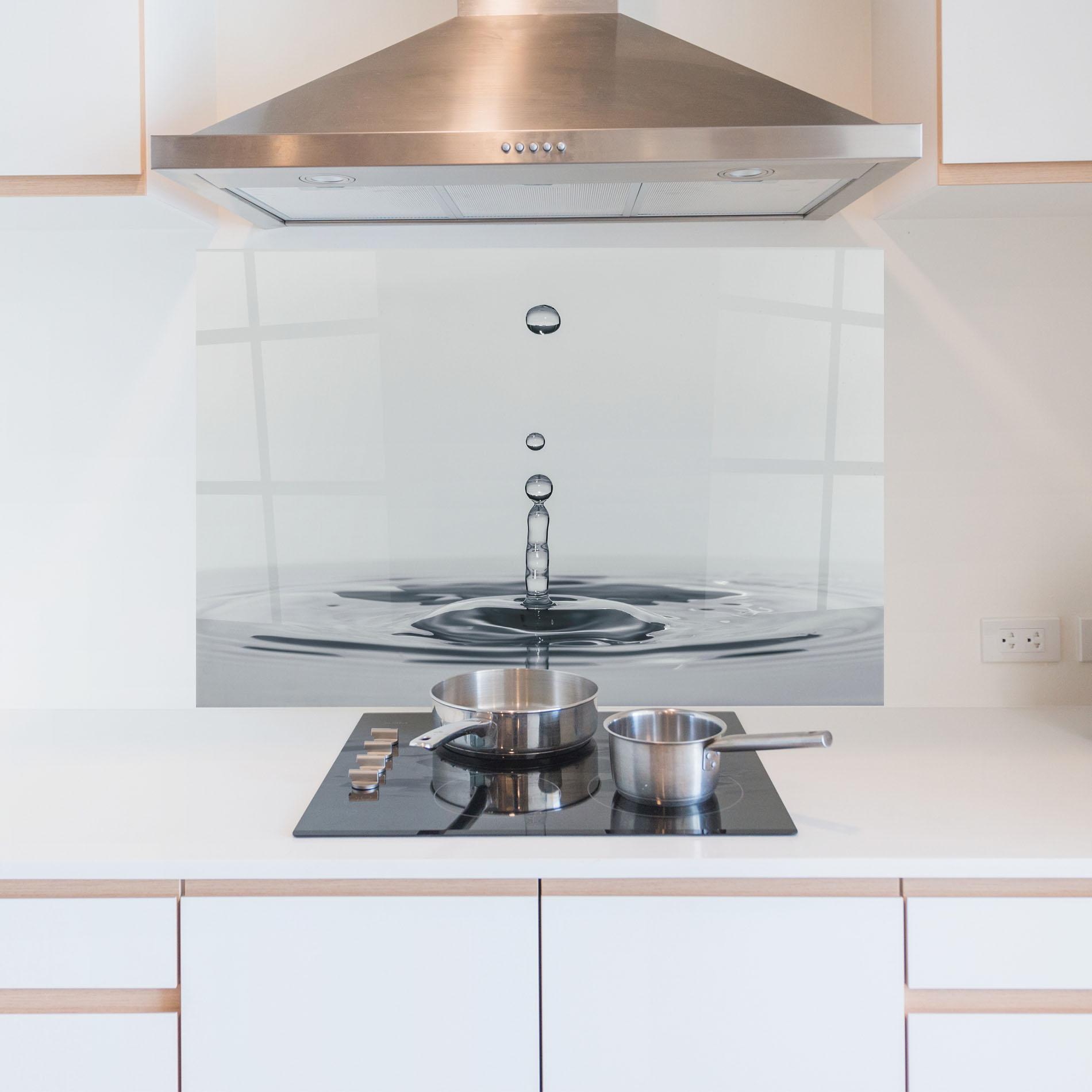 Konyhai üveg hátfal Grey Water Drop mockup 5