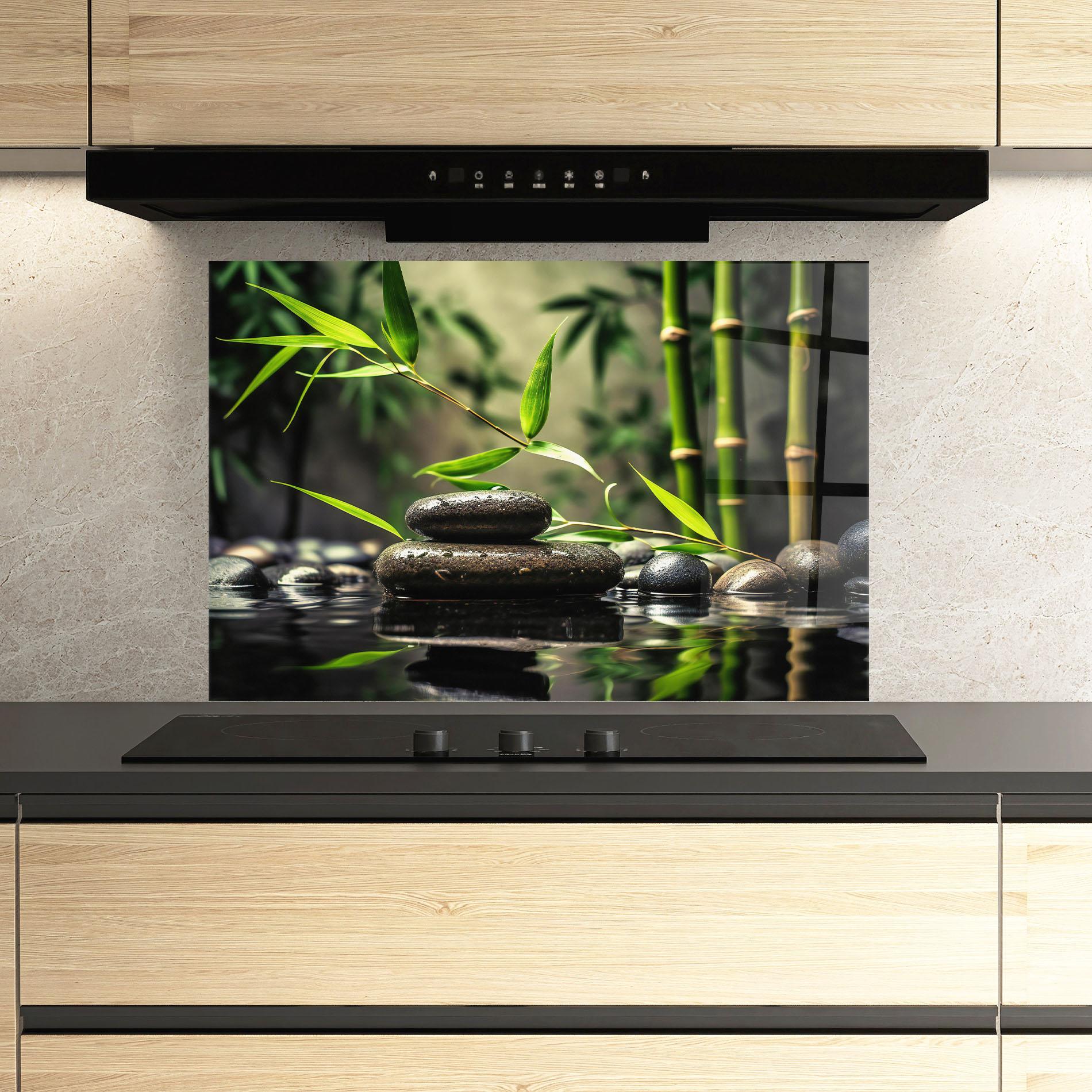 Konyhai üveg hátfal Bamboo Plant Water mockup 3