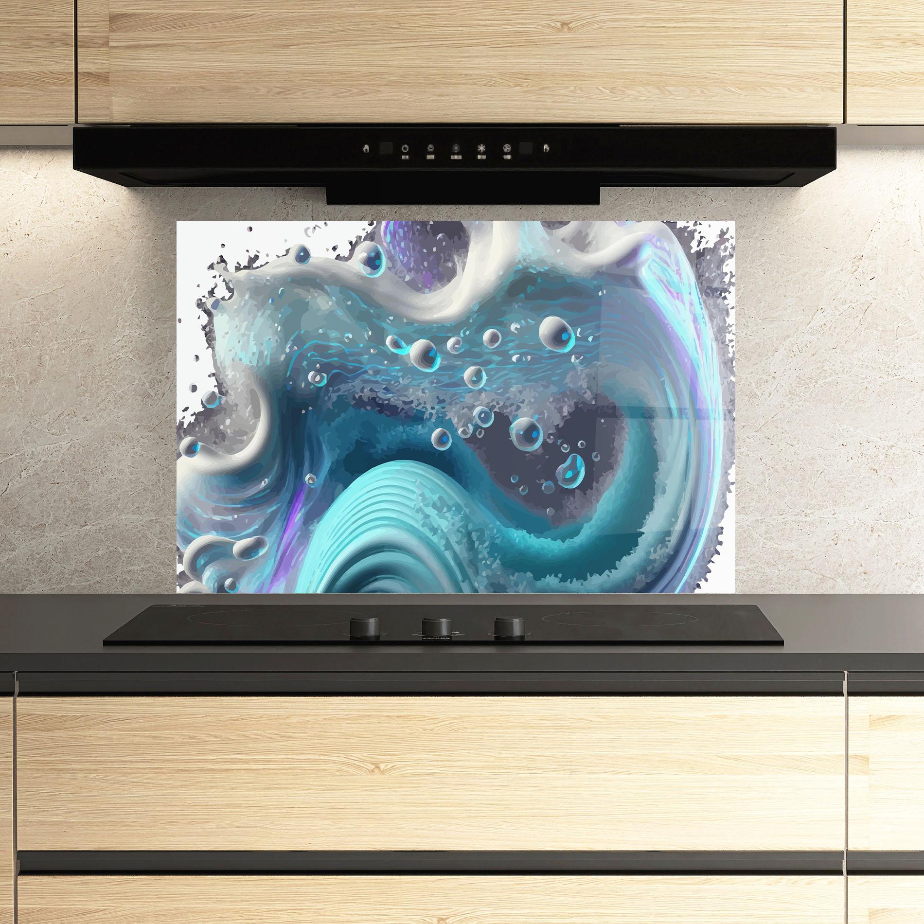 Konyhai üveg hátfal Blue Purple Water mockup 3