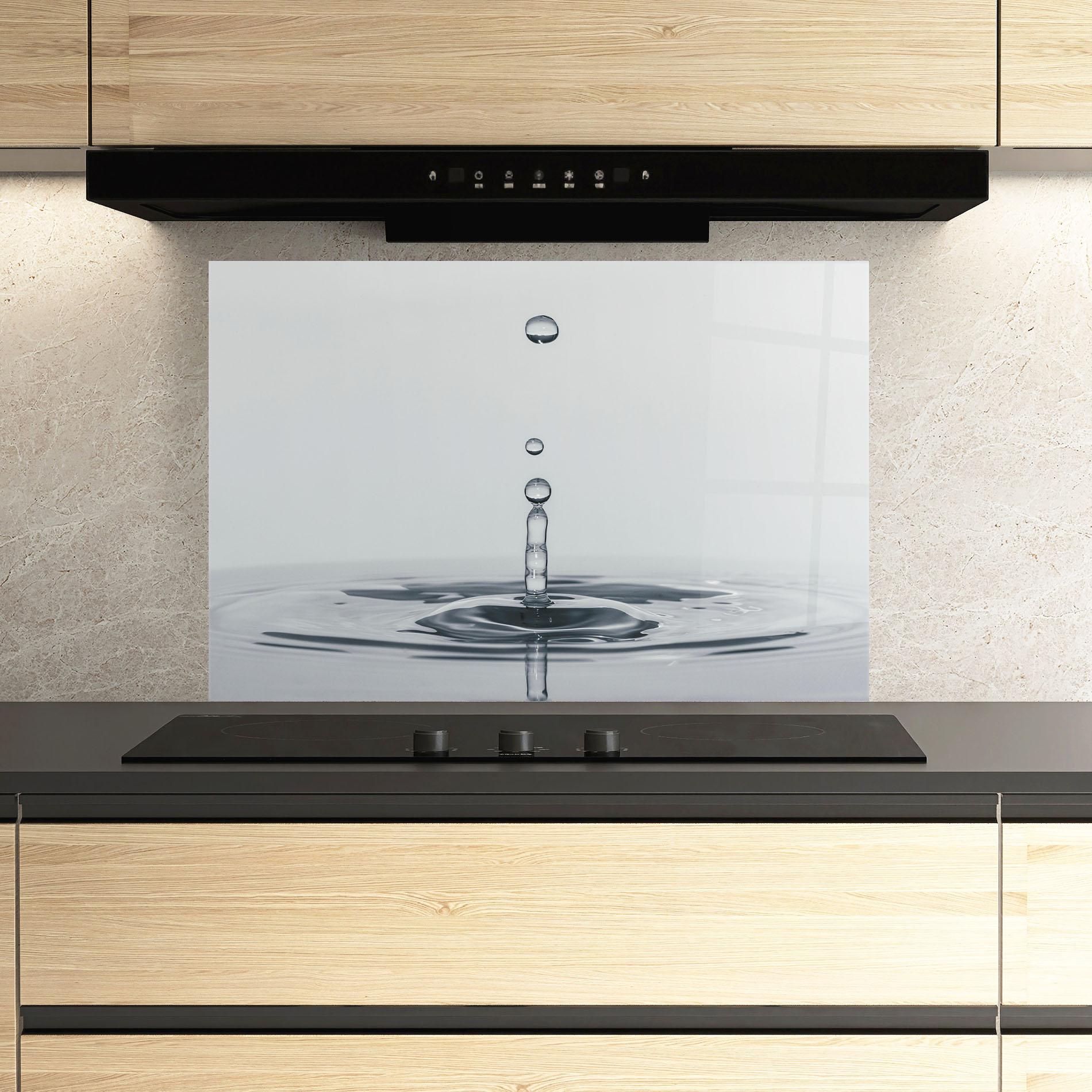 Konyhai üveg hátfal Grey Water Drop mockup 3