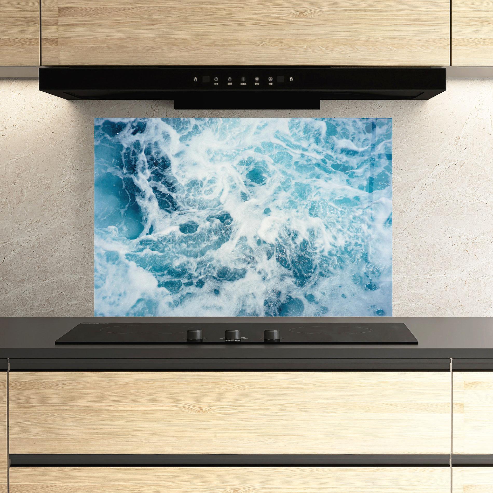 Konyhai üveg hátfal White Water Wave mockup 3