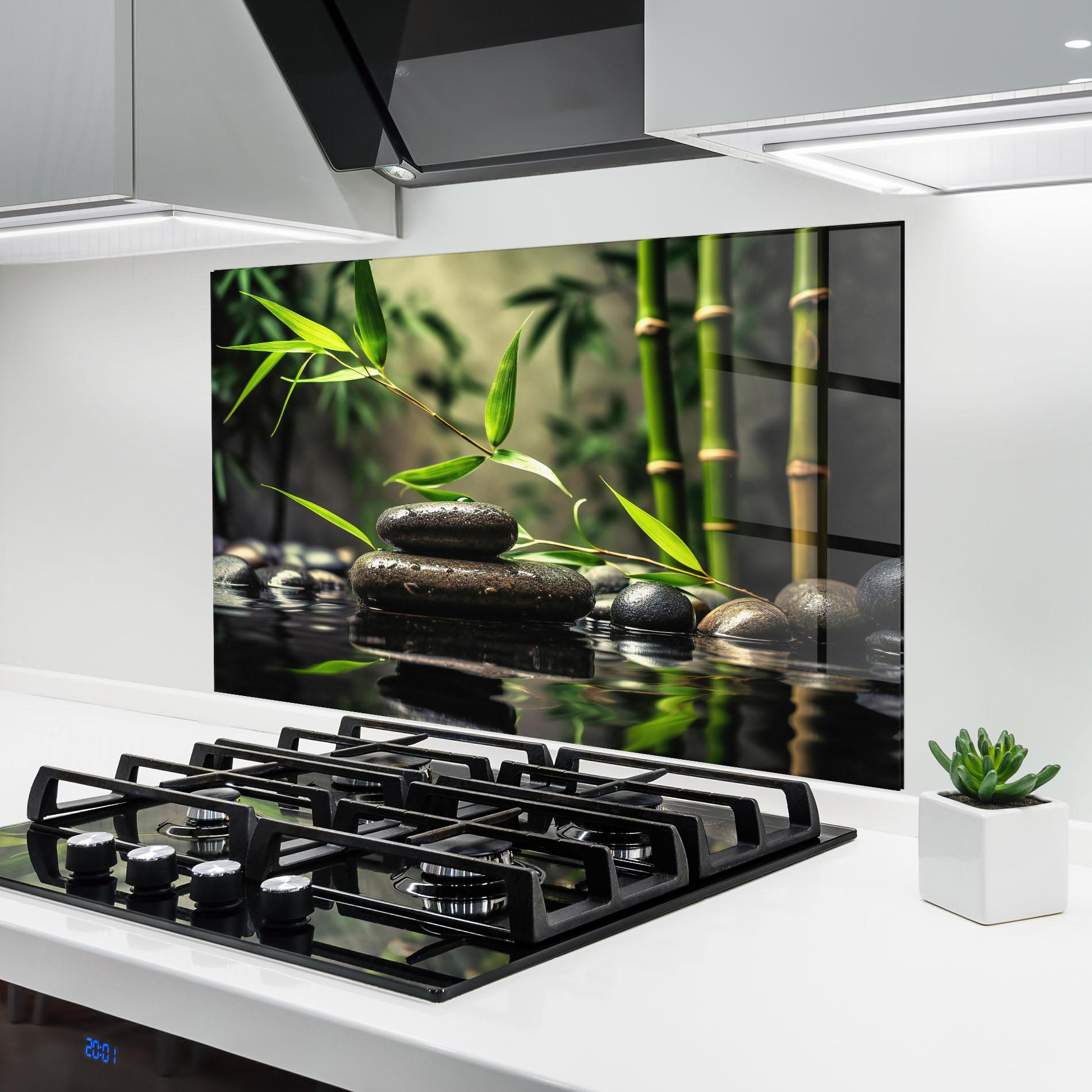 Konyhai üveg hátfal Bamboo Plant Water mockup 6