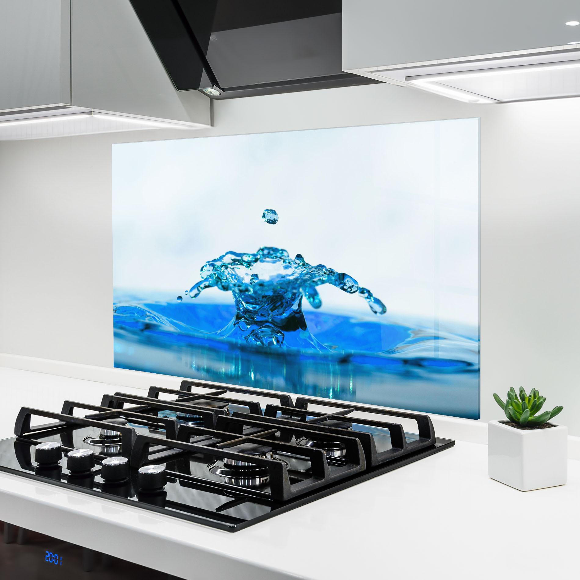 Konyhai üveg hátfal Blue Water Splash mockup 6