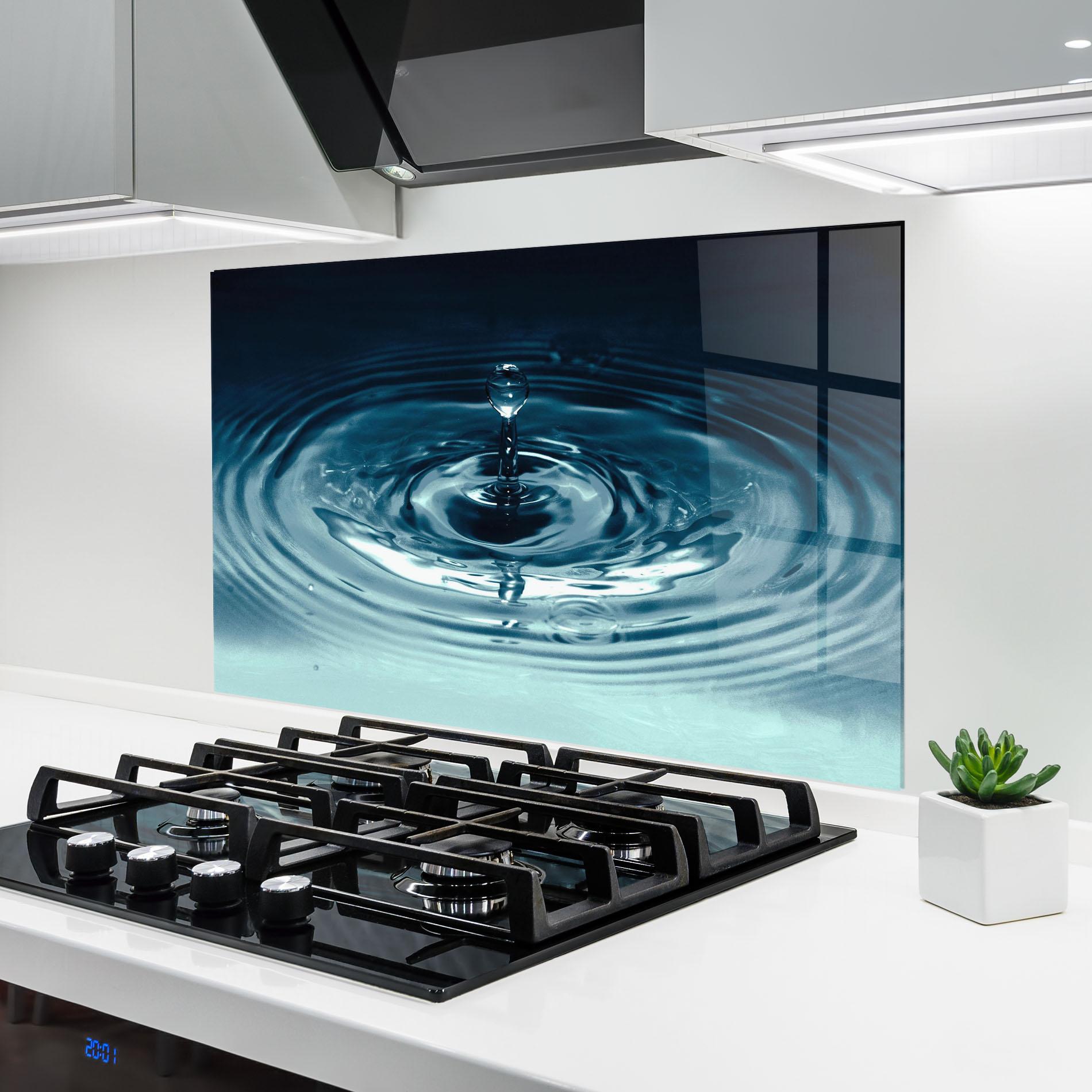 Konyhai üveg hátfal Dark Blue Drop mockup 6