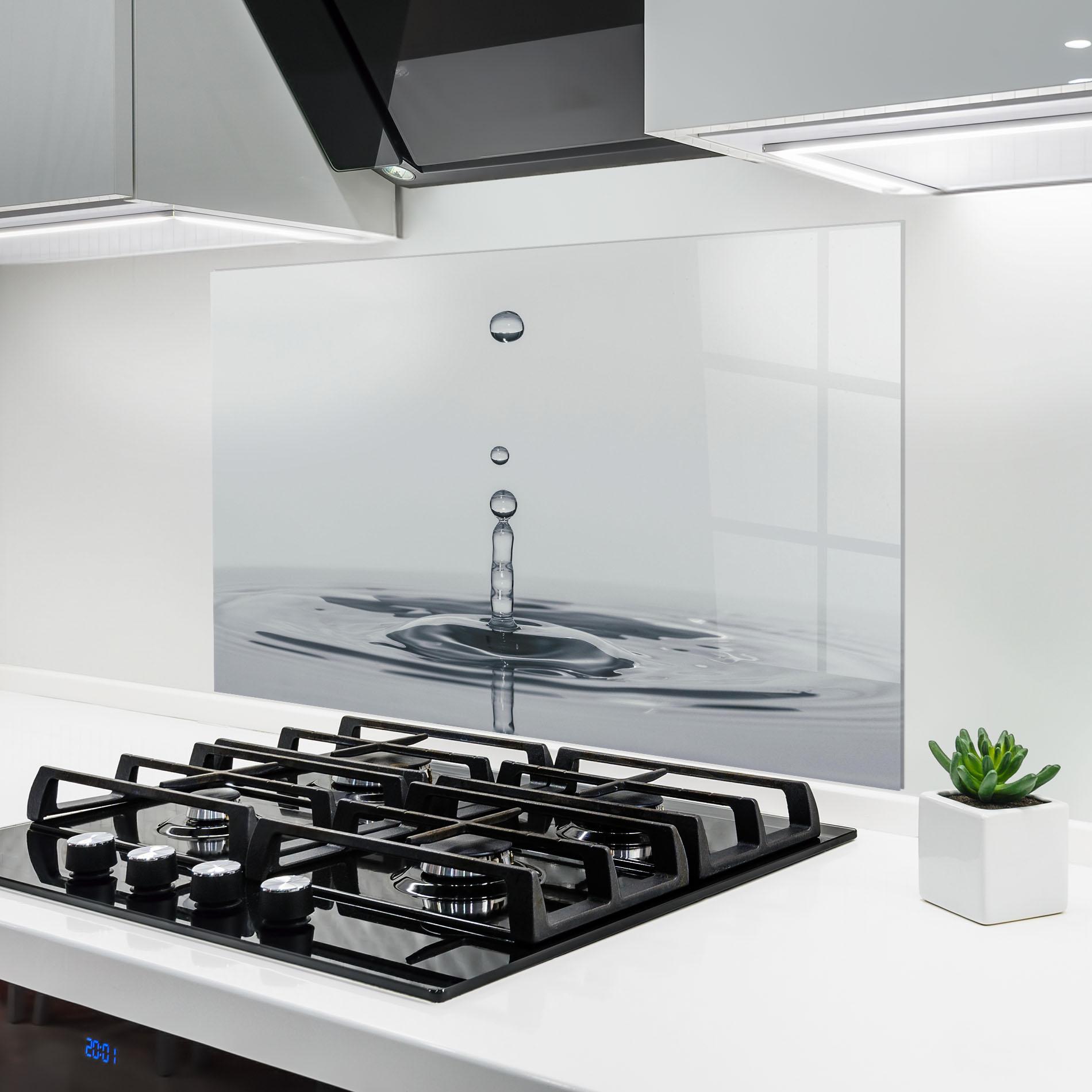 Konyhai üveg hátfal Grey Water Drop mockup 6