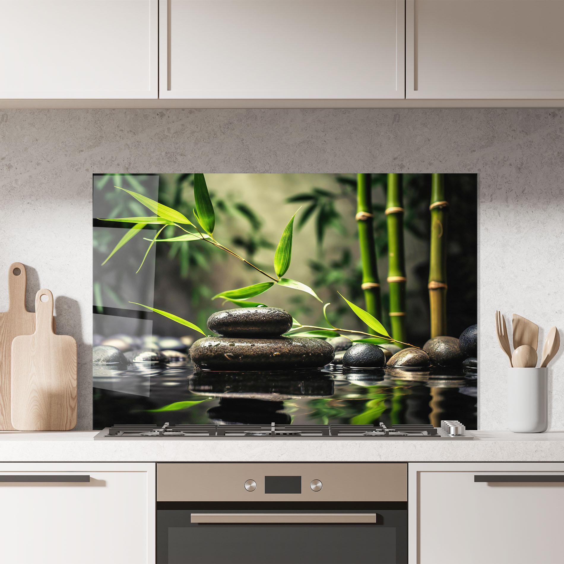 Konyhai üveg hátfal Bamboo Plant Water mockup 7