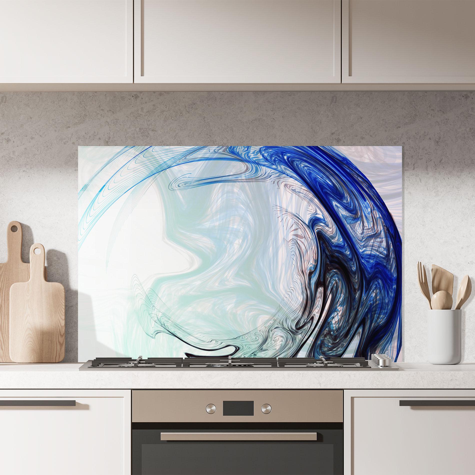 Konyhai üveg hátfal Blue Black Art mockup 7