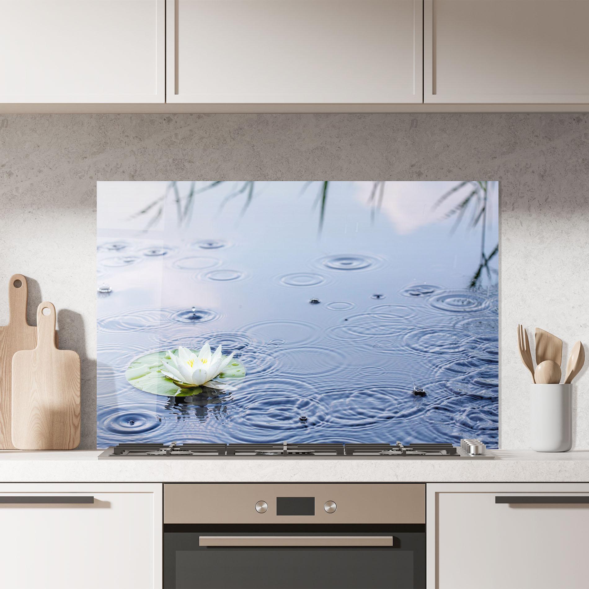 Konyhai üveg hátfal Clear Lake Rain mockup 7