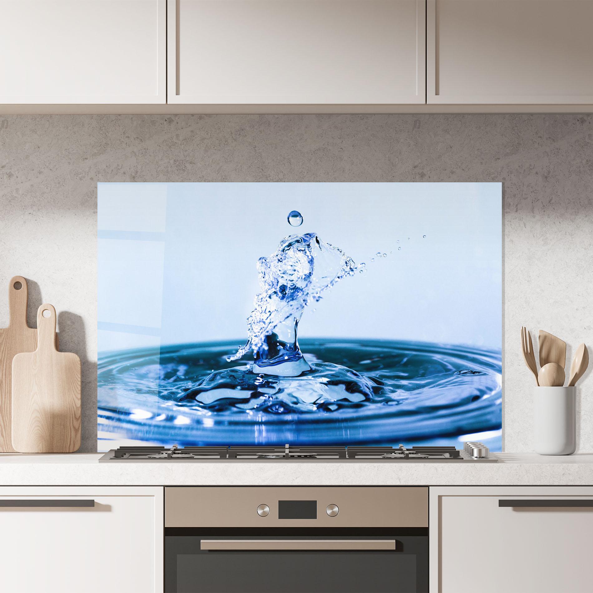 Konyhai üveg hátfal Clear Water Splash mockup 7
