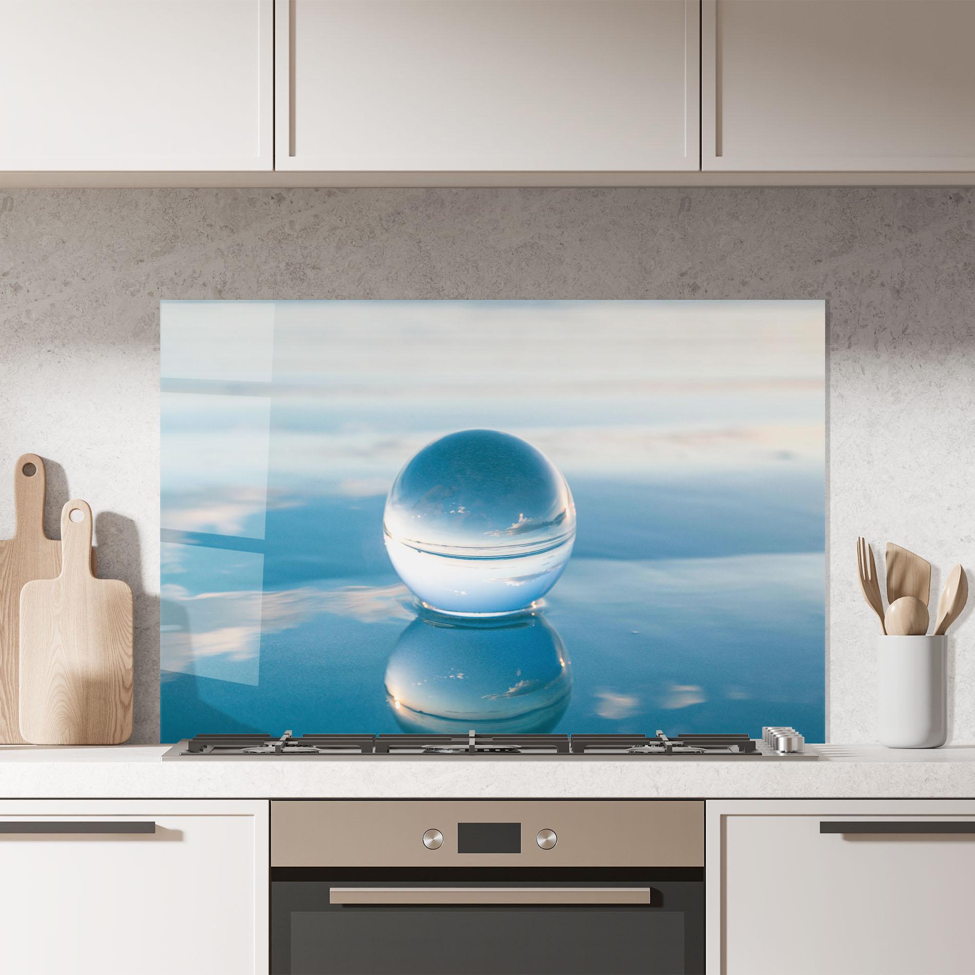 Konyhai üveg hátfal Crystal Ball Reflecting mockup 7