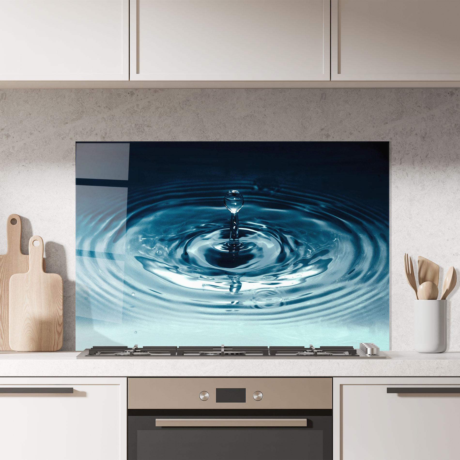 Konyhai üveg hátfal Dark Blue Drop mockup 7