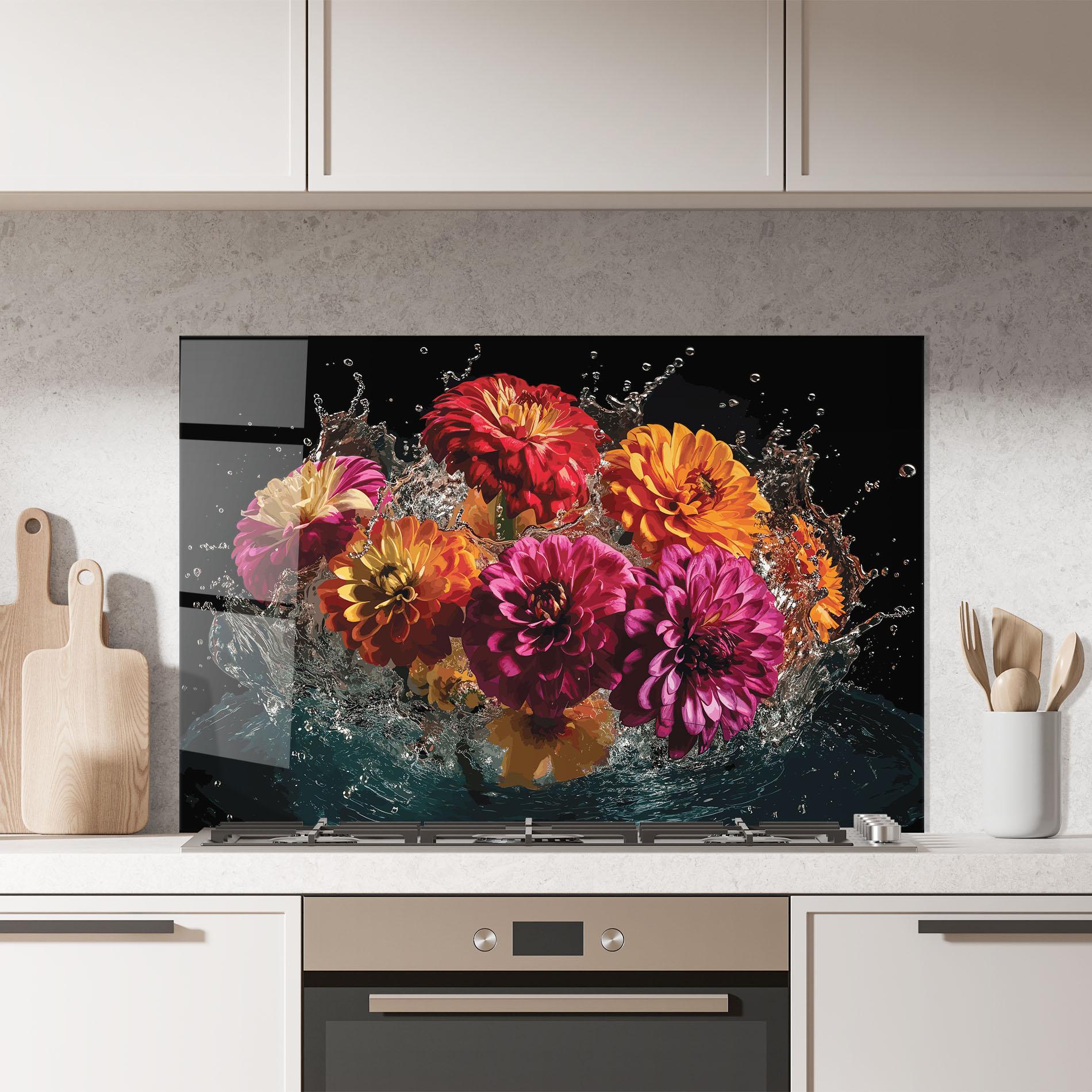 Konyhai üveg hátfal Flower Water Splash mockup 7