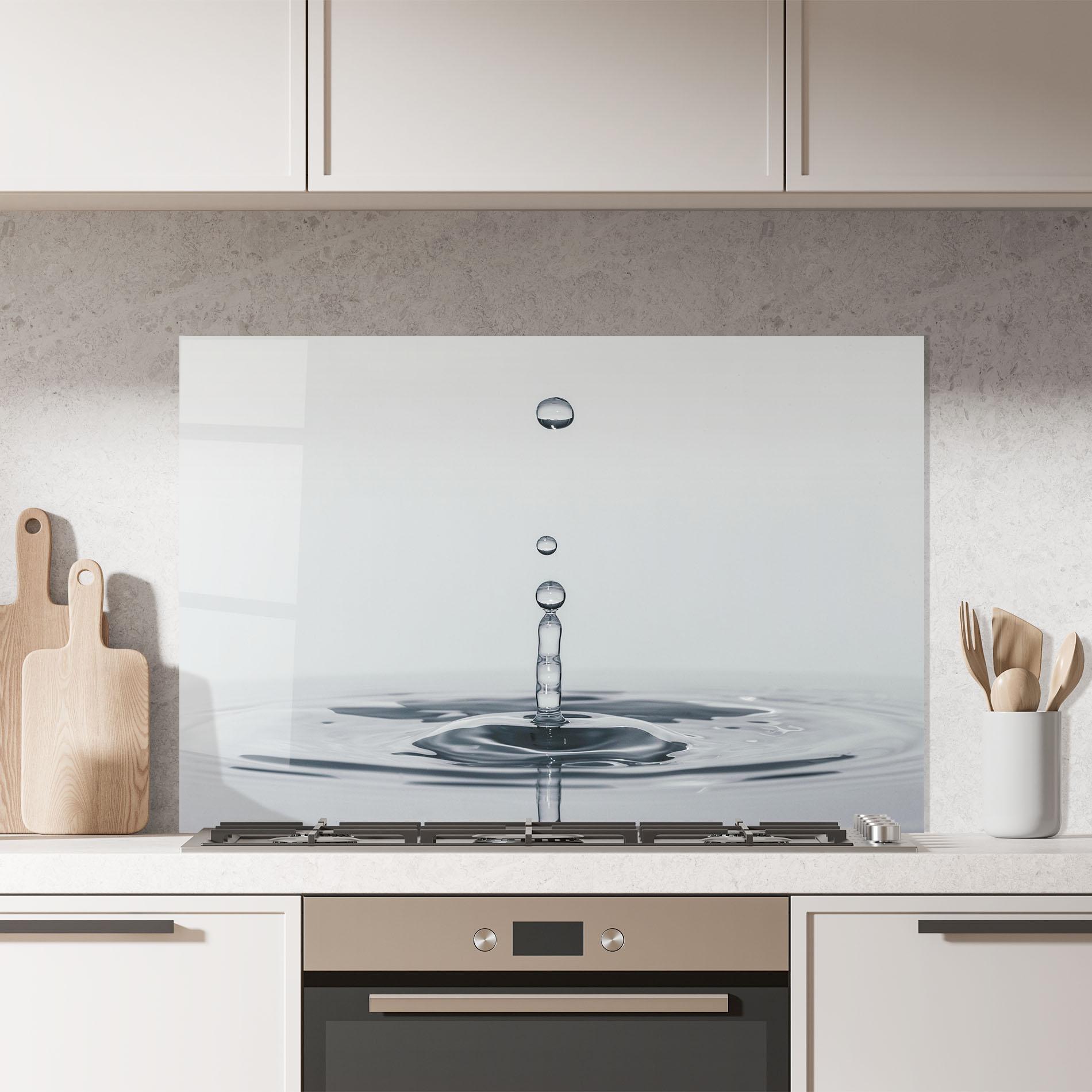 Konyhai üveg hátfal Grey Water Drop mockup 7