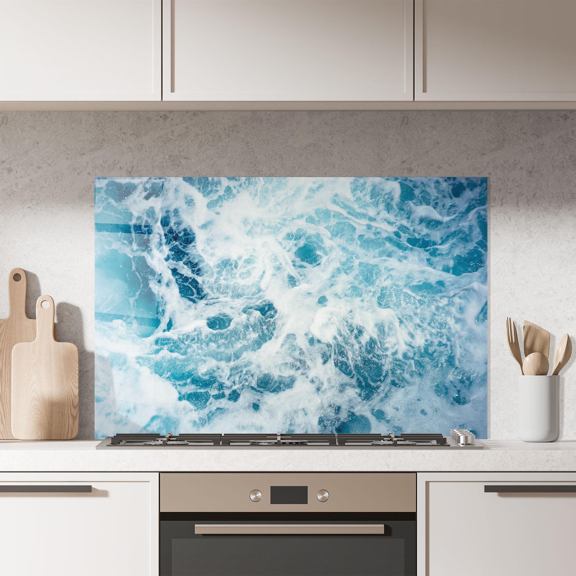 Konyhai üveg hátfal White Water Wave mockup 7
