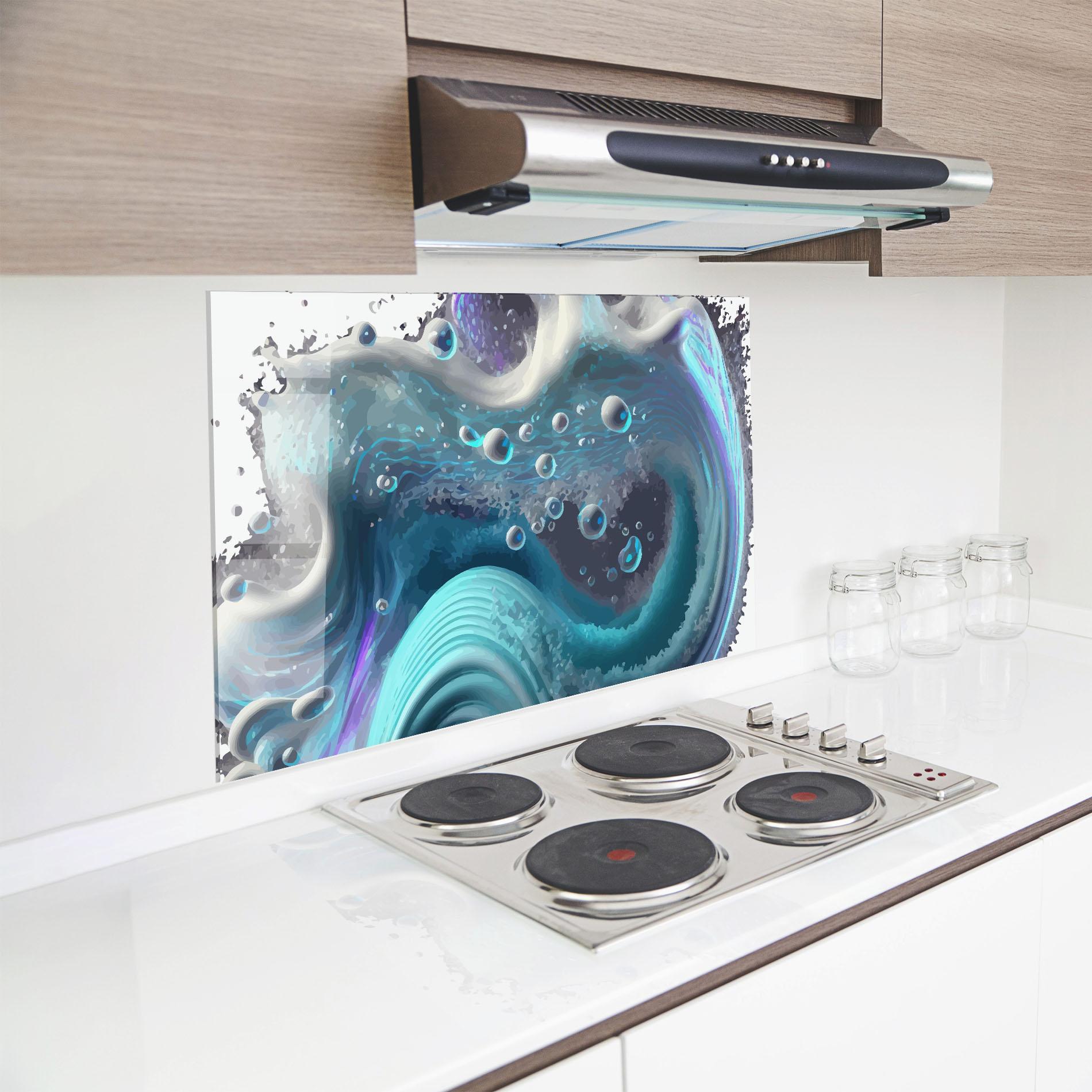Konyhai üveg hátfal Blue Purple Water mockup 8