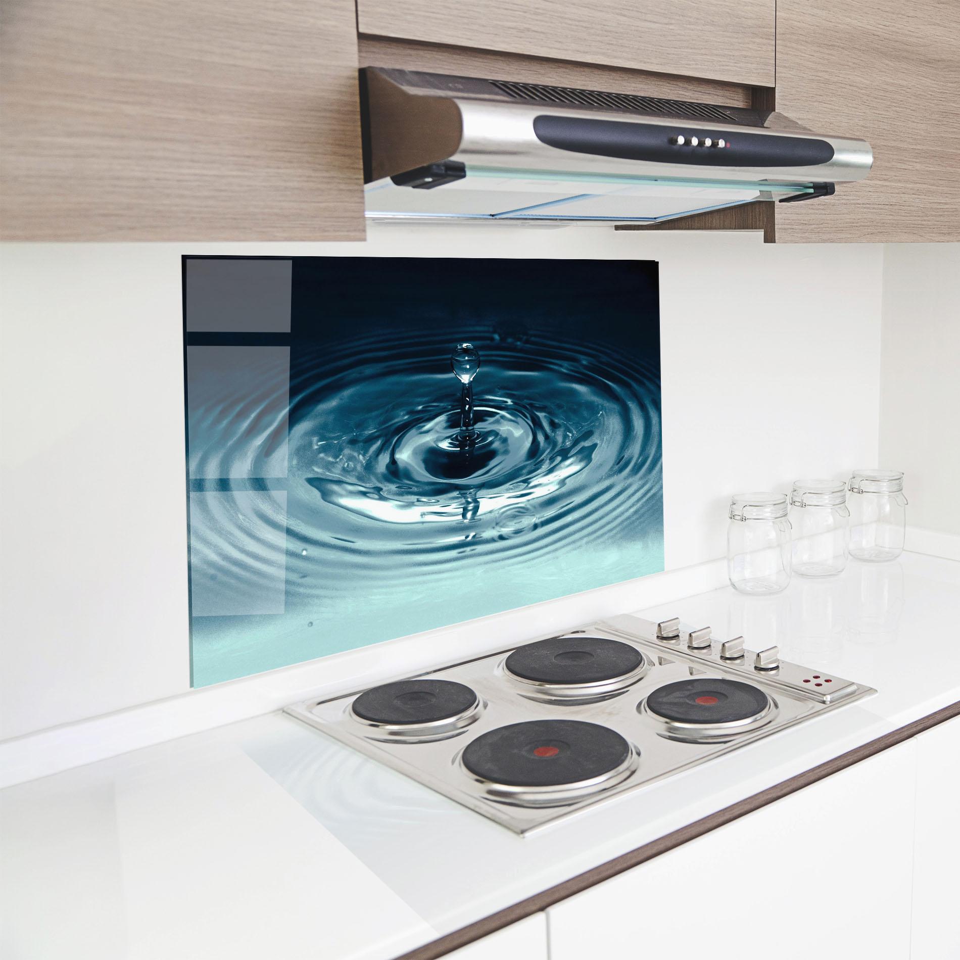 Konyhai üveg hátfal Dark Blue Drop mockup 8
