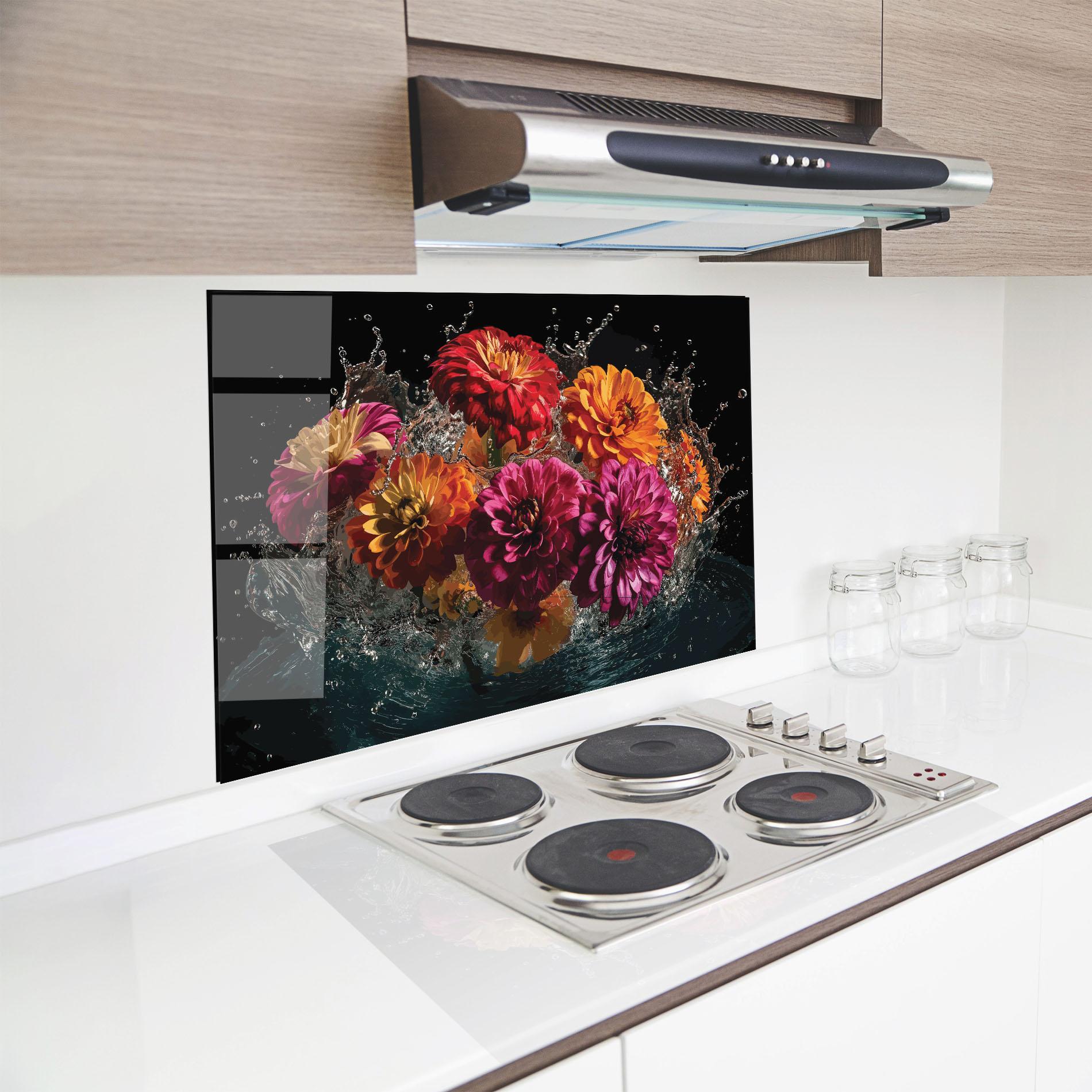 Konyhai üveg hátfal Flower Water Splash mockup 8