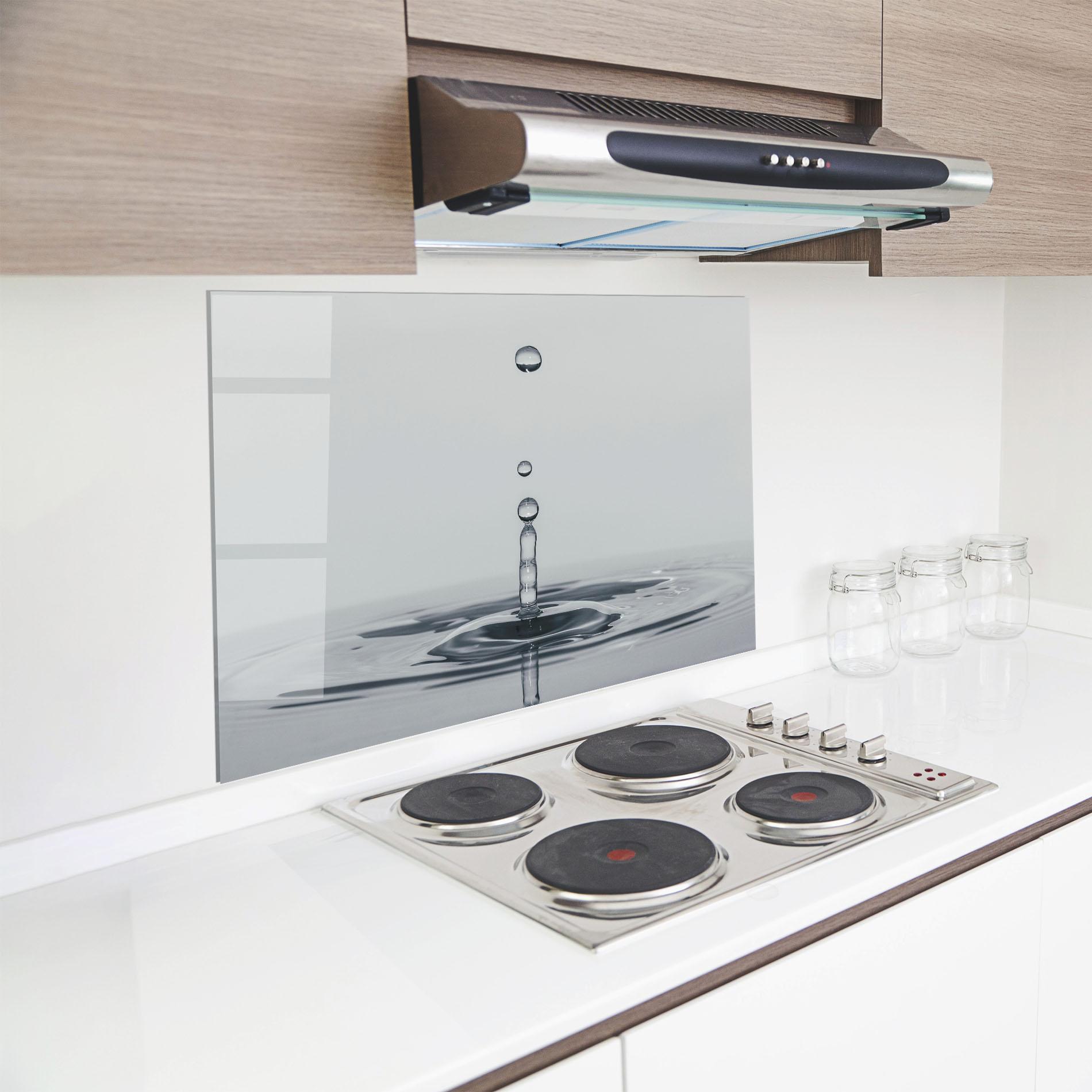Konyhai üveg hátfal Grey Water Drop mockup 8