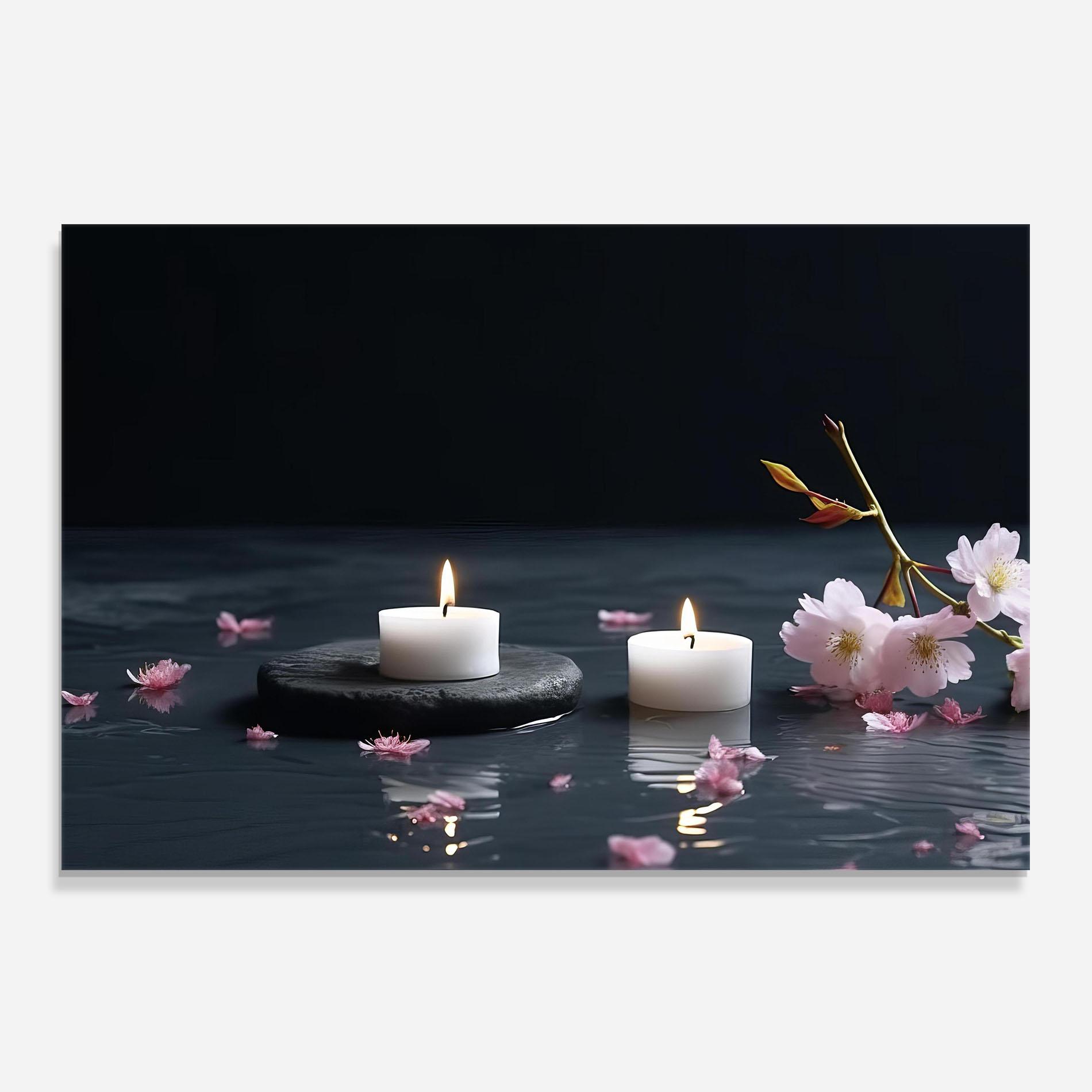 Konyhai üveg hátfal Spa White Candle mockup 0