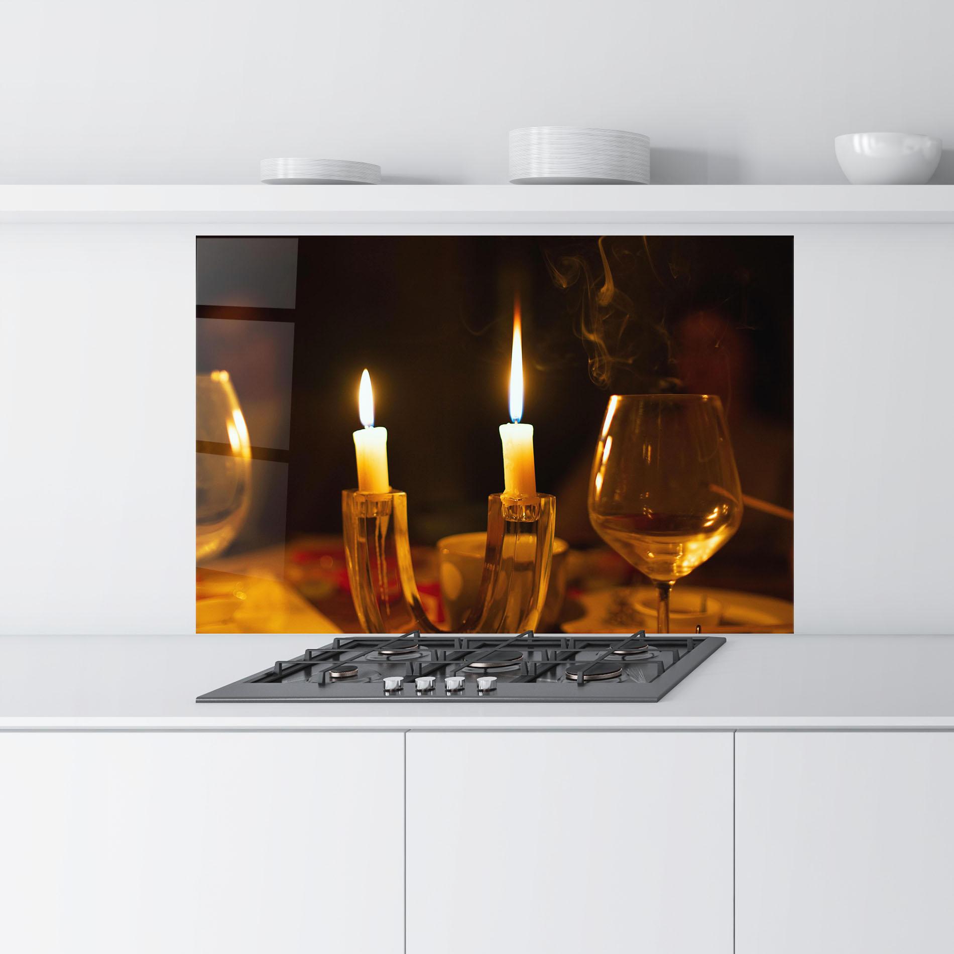 Konyhai üveg hátfal Candle Light mockup 9