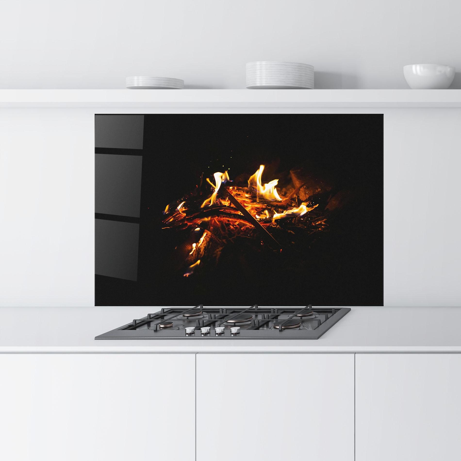 Konyhai üveg hátfal Fiery Blaze mockup 9