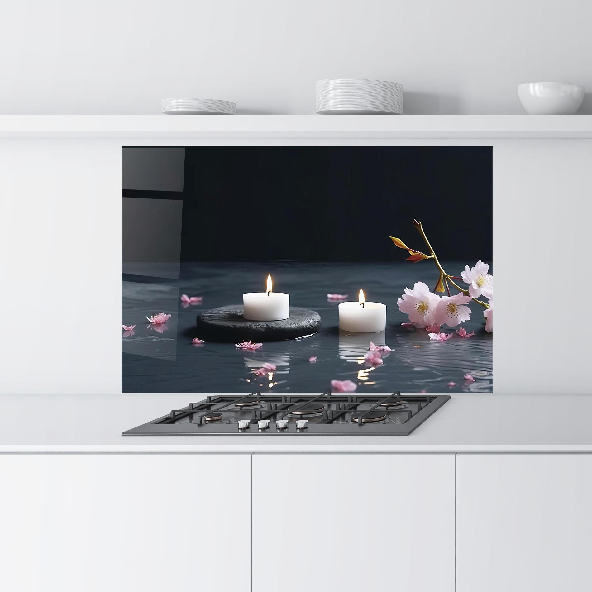 Konyhai üveg hátfal Spa White Candle mockup 9