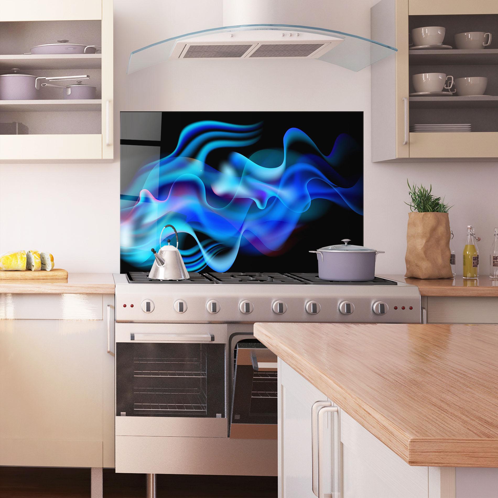 Konyhai üveg hátfal Blue Fire mockup 1
