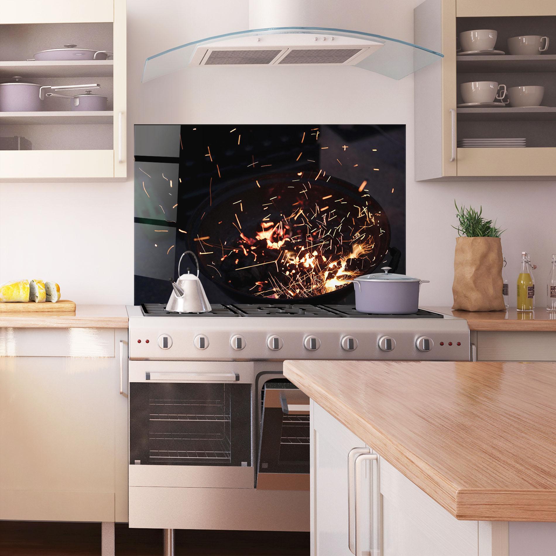 Konyhai üveg hátfal Fire Little Lights mockup 1