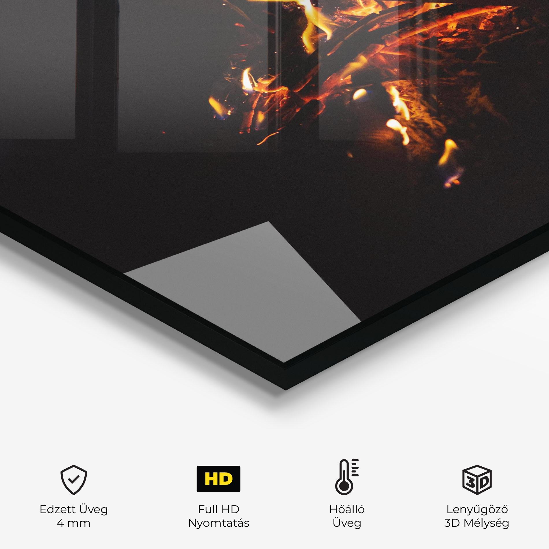 Konyhai üveg hátfal Fiery Blaze mockup 2