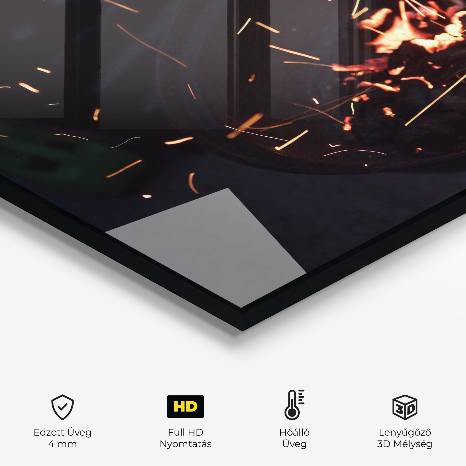 Konyhai üveg hátfal Fire Little Lights mockup 2