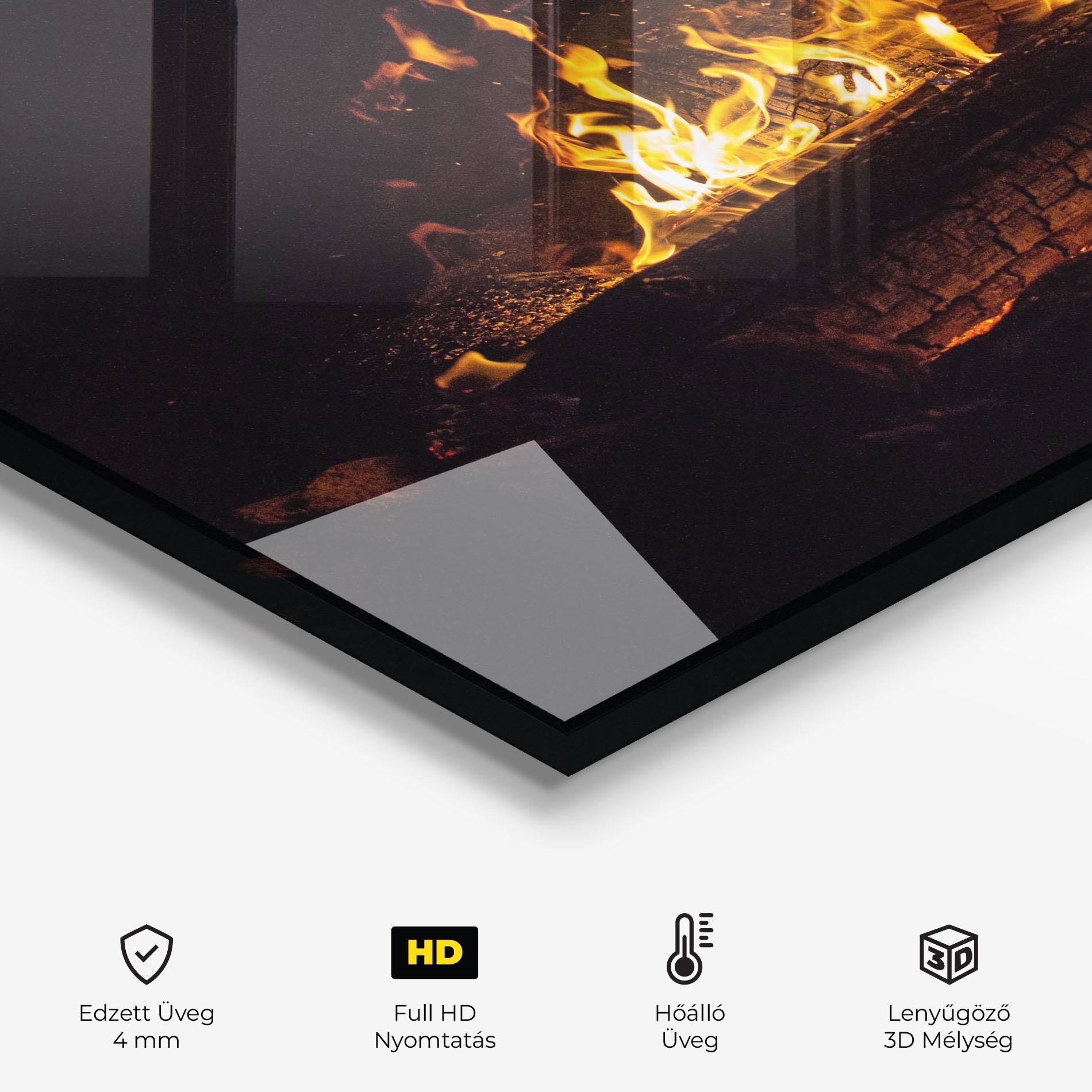 Konyhai üveg hátfal Fire Wood mockup 2