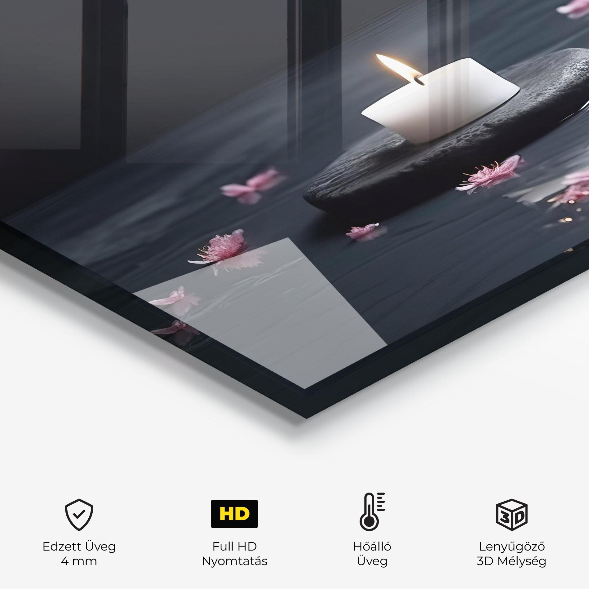 Konyhai üveg hátfal Spa White Candle mockup 2