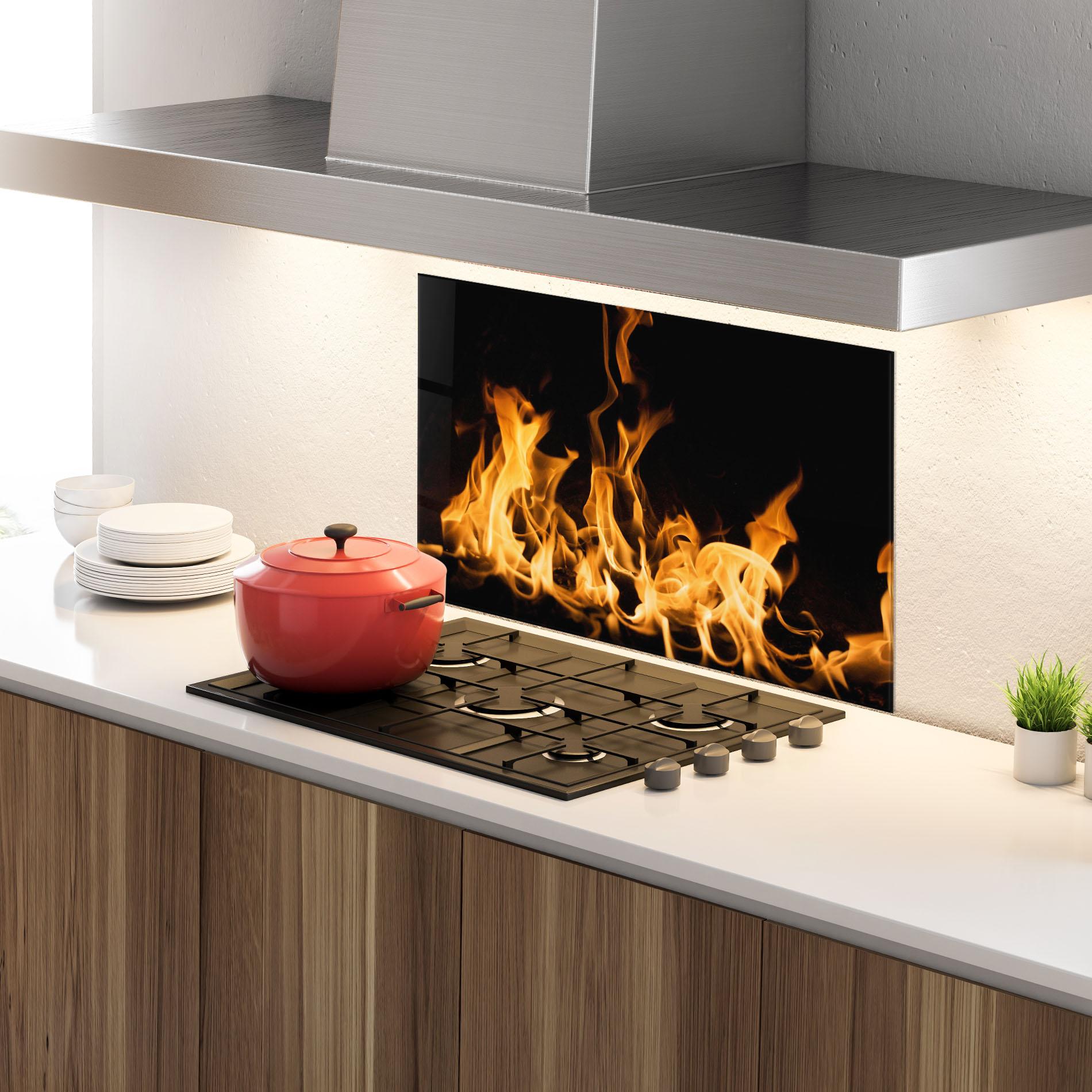 Konyhai üveg hátfal Bright Flame mockup 4