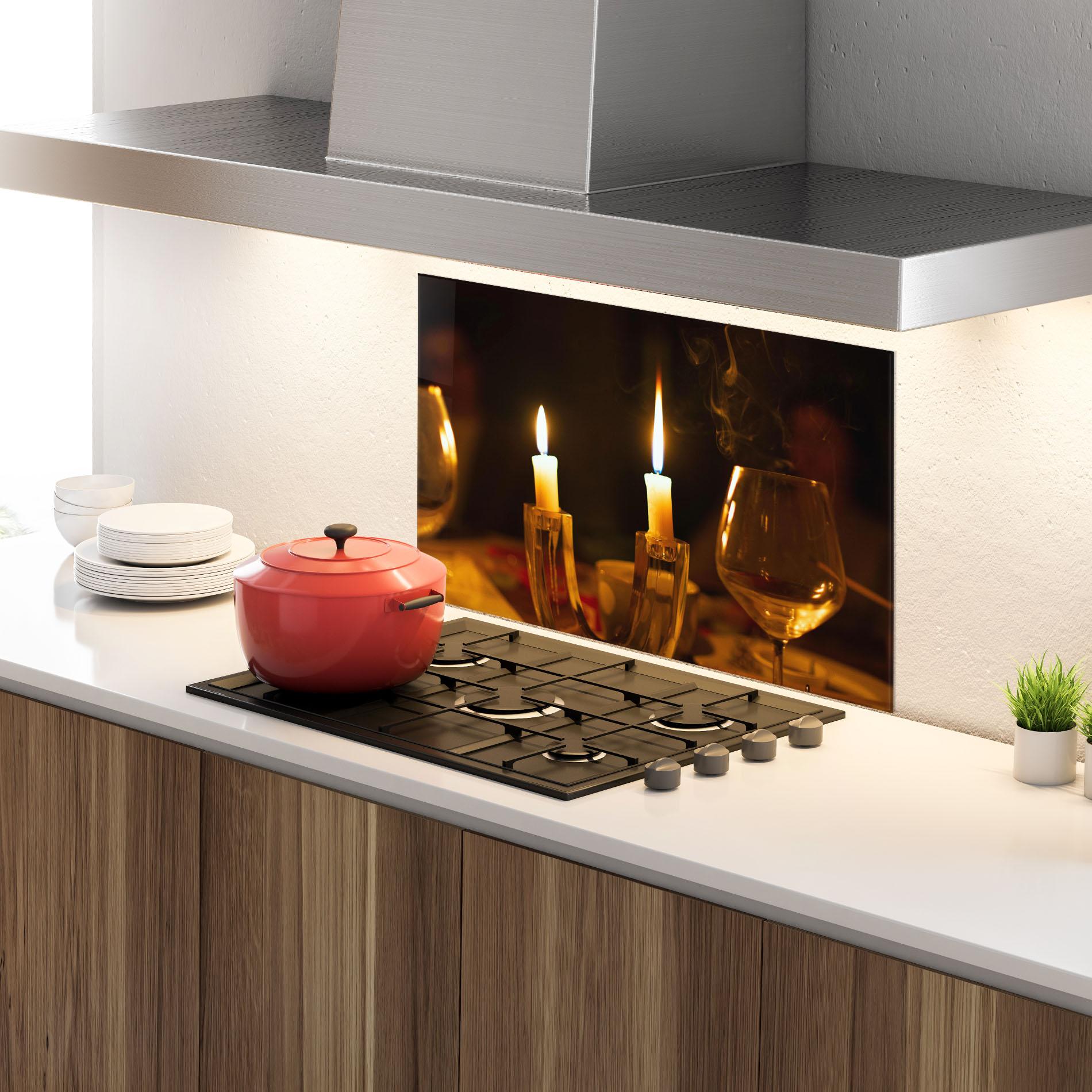 Konyhai üveg hátfal Candle Light mockup 4