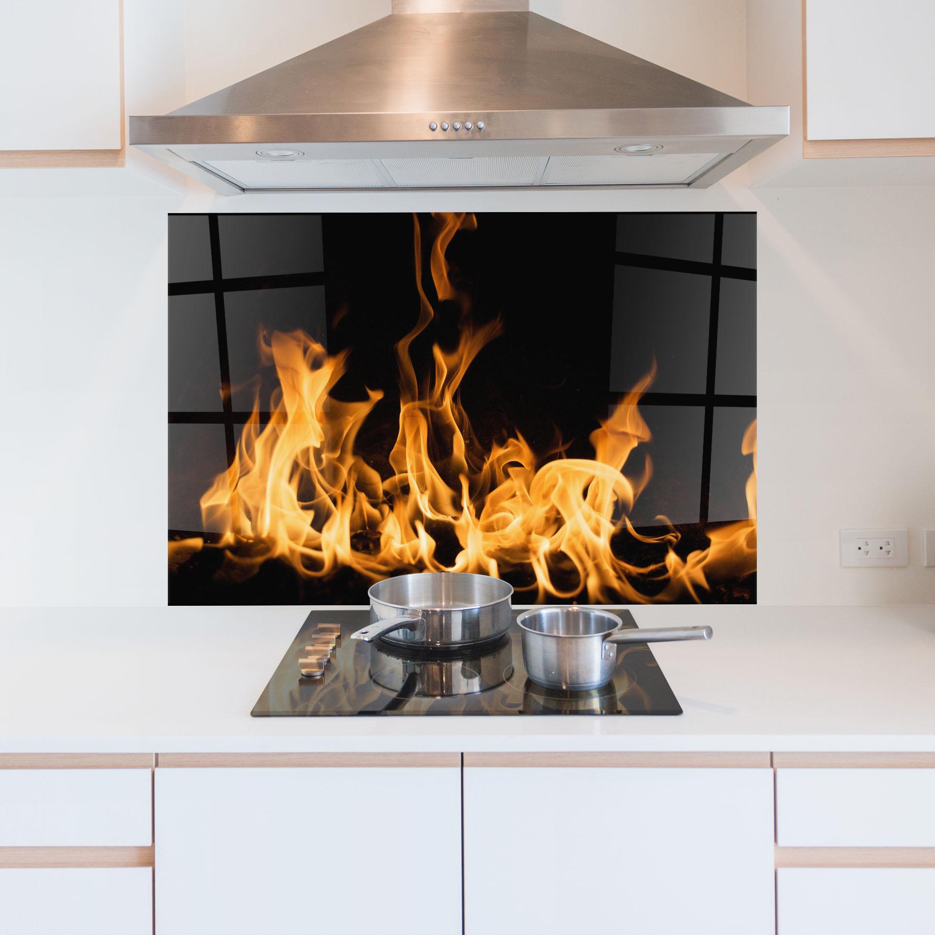 Konyhai üveg hátfal Bright Flame mockup 5