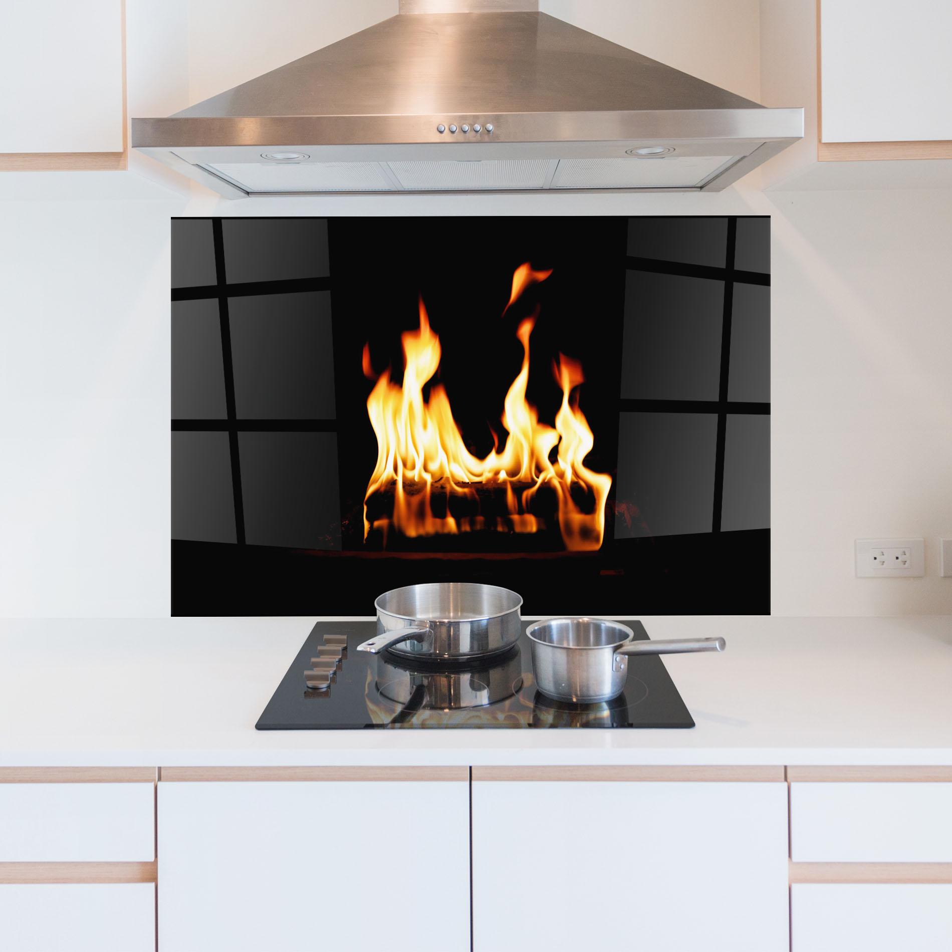 Konyhai üveg hátfal Calm Fire mockup 5