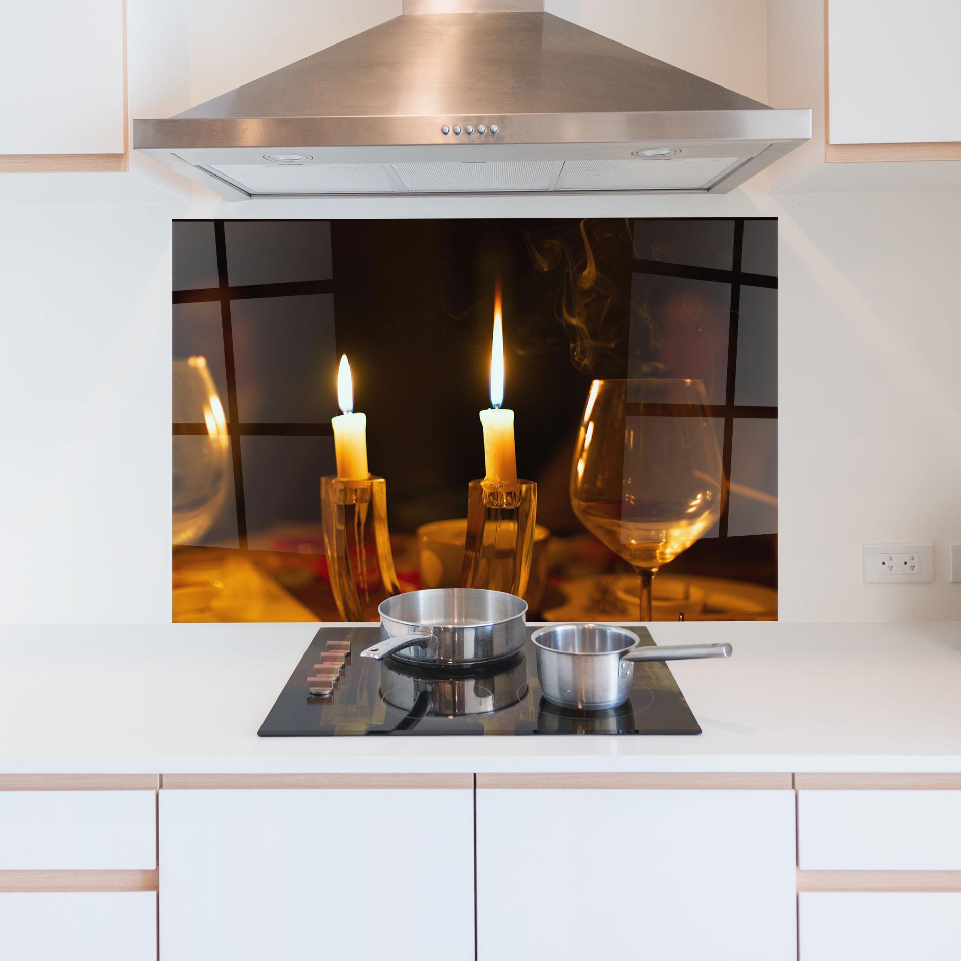 Konyhai üveg hátfal Candle Light mockup 5