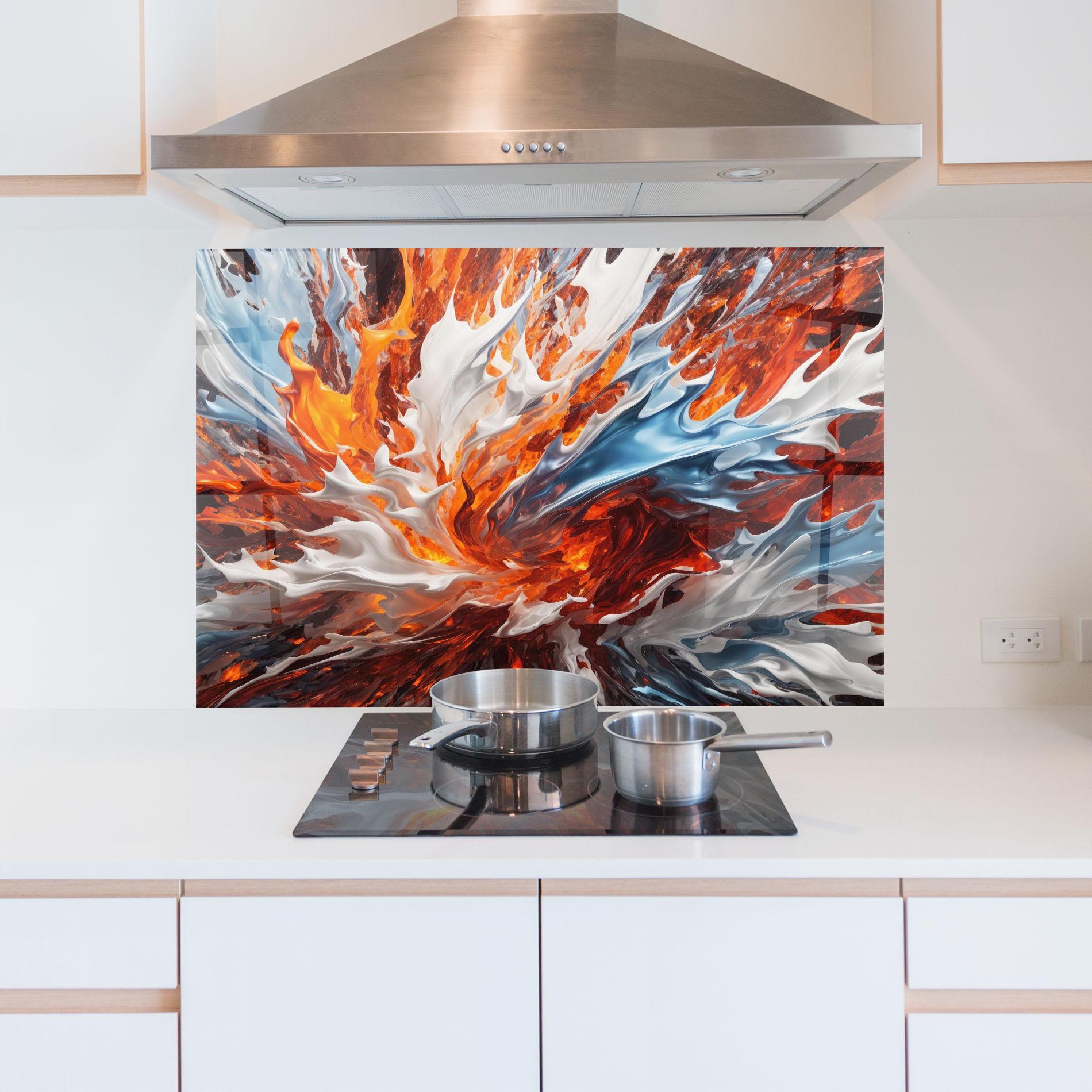 Konyhai üveg hátfal Flame Rase mockup 5