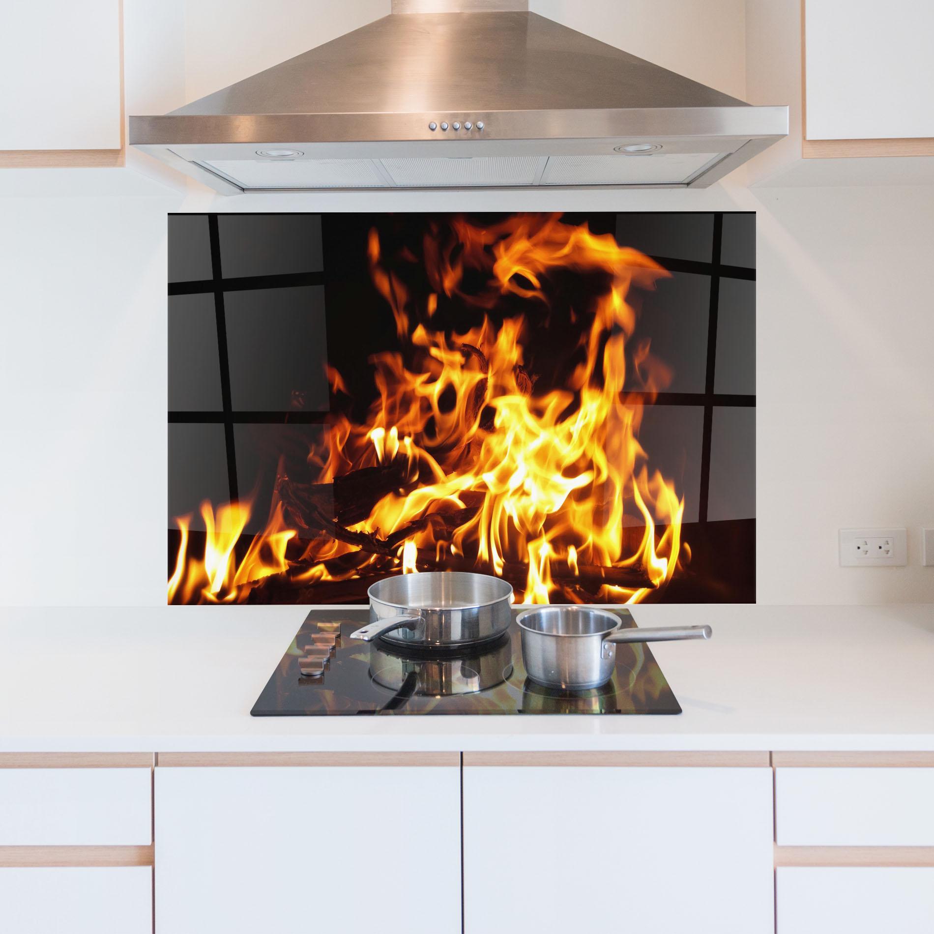 Konyhai üveg hátfal Wild Fire Close Up mockup 5