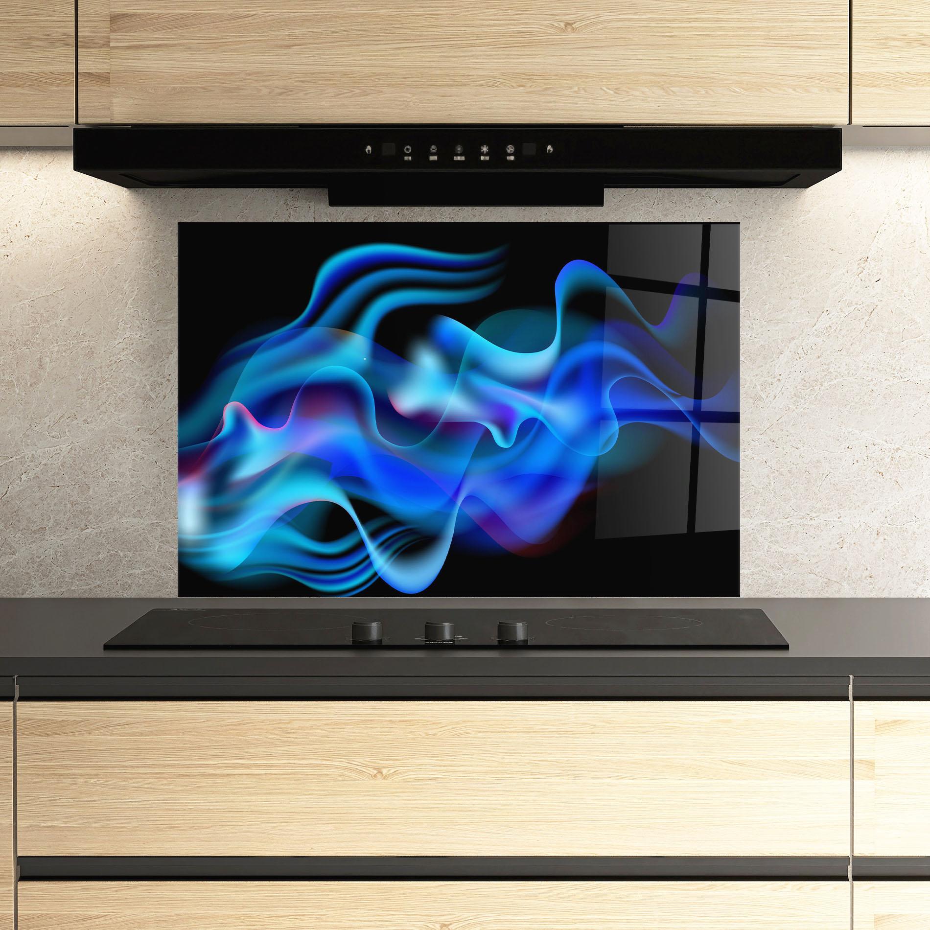 Konyhai üveg hátfal Blue Fire mockup 3