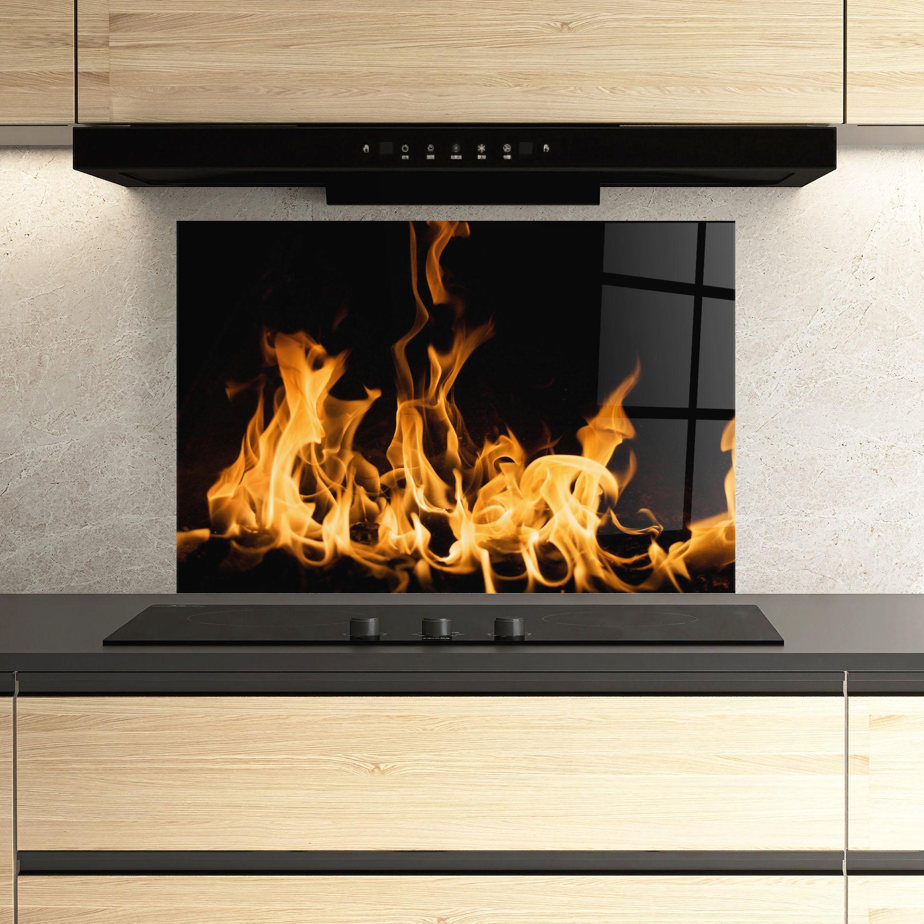 Konyhai üveg hátfal Bright Flame mockup 3