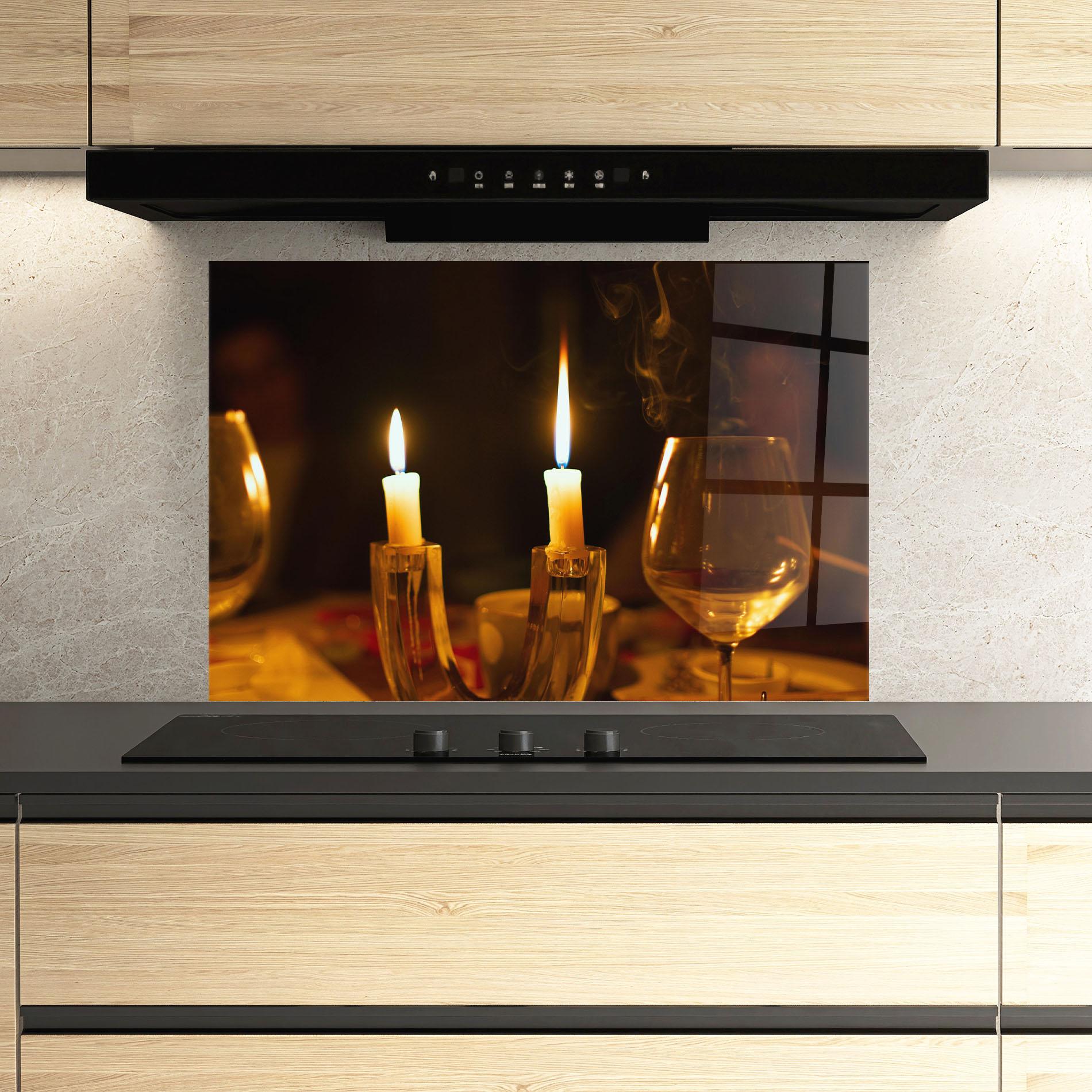 Konyhai üveg hátfal Candle Light mockup 3