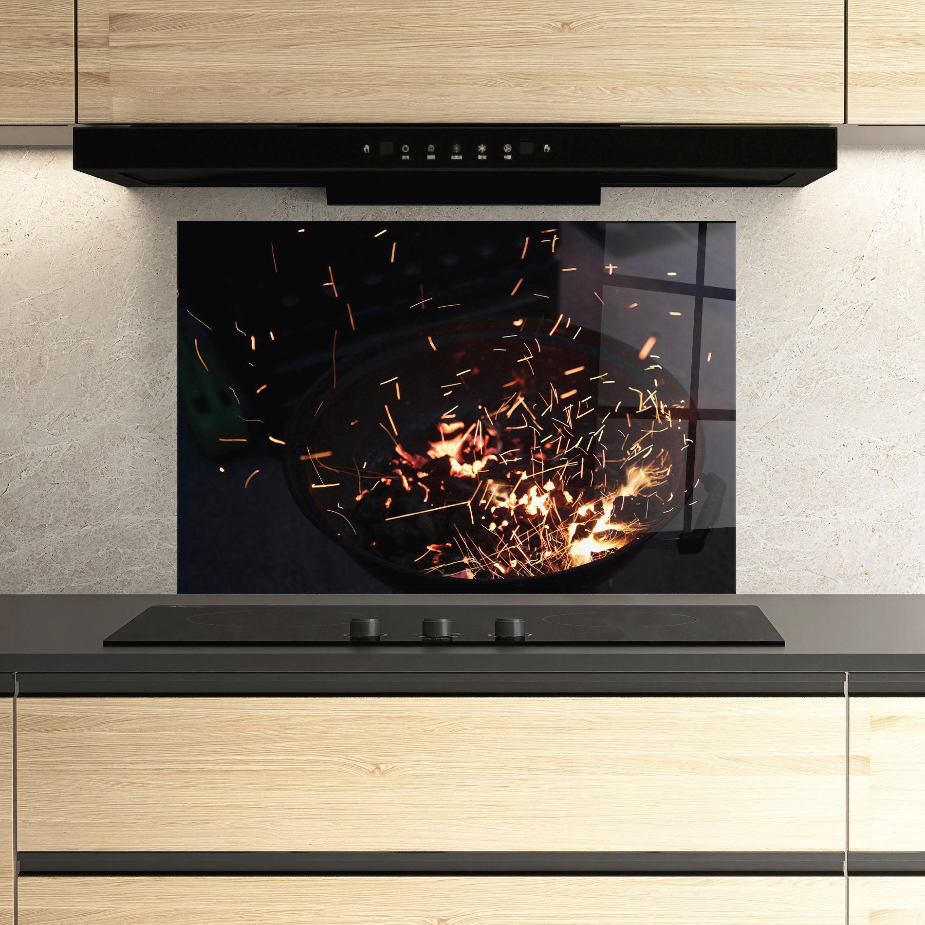 Konyhai üveg hátfal Fire Little Lights mockup 3