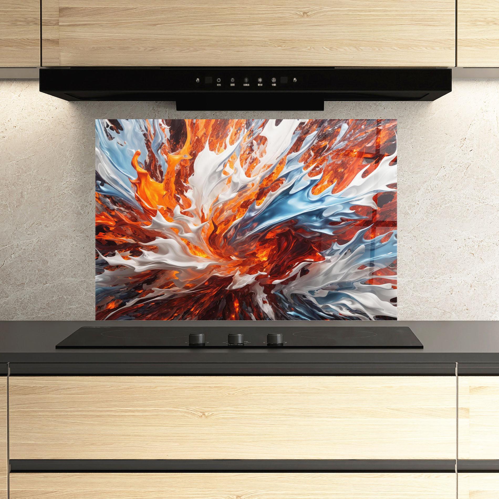 Konyhai üveg hátfal Flame Rase mockup 3