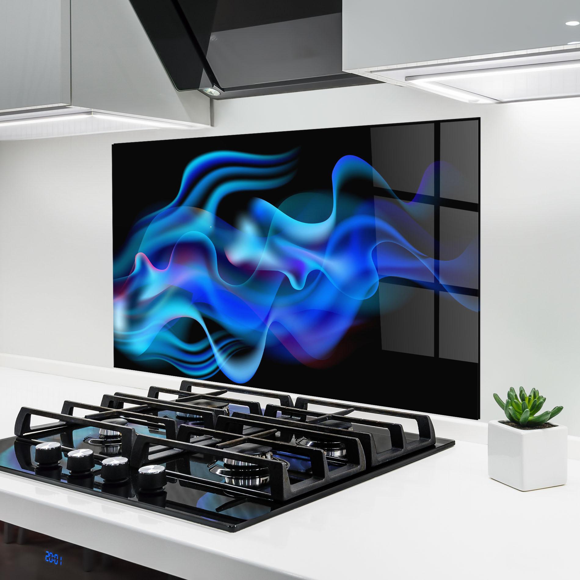 Konyhai üveg hátfal Blue Fire mockup 6