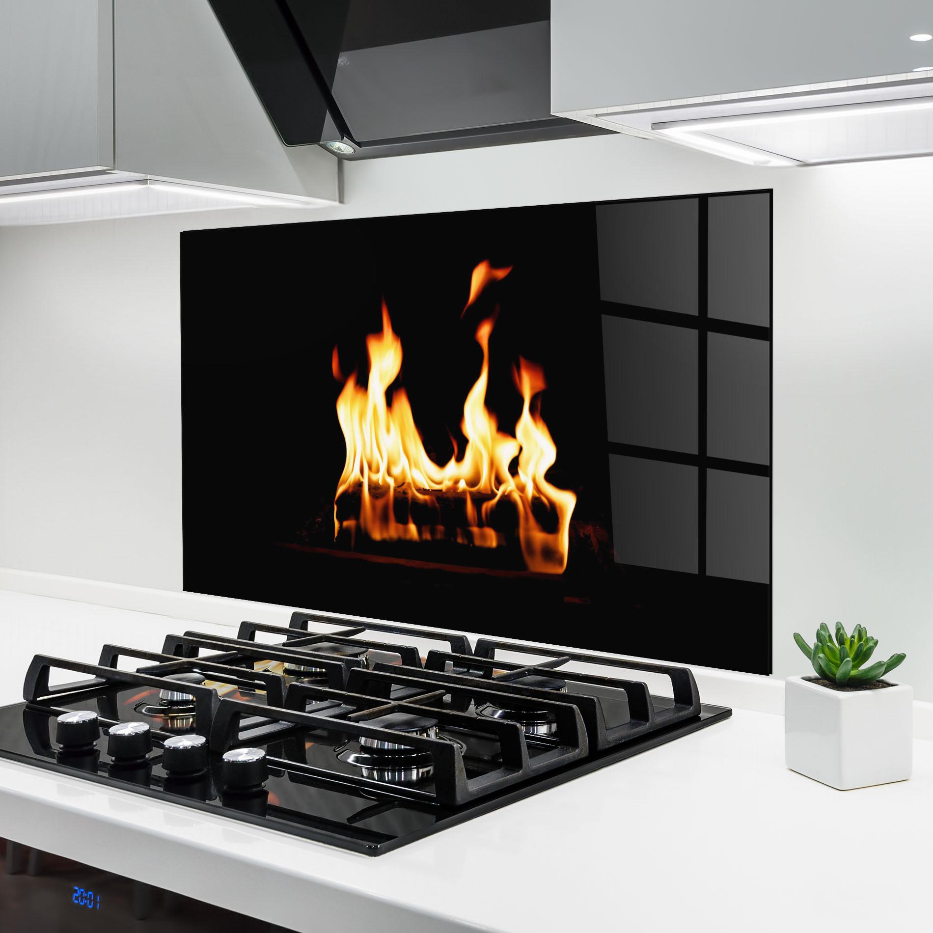 Konyhai üveg hátfal Calm Fire mockup 6