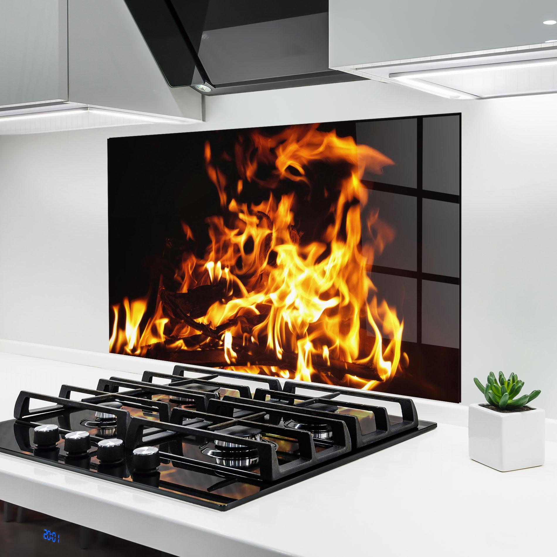 Konyhai üveg hátfal Wild Fire Close Up mockup 6